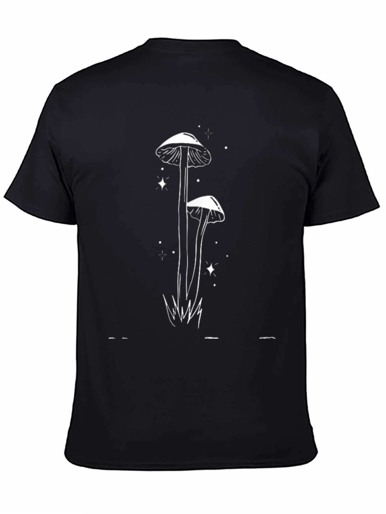 Mushroom Print Black T-Shirt