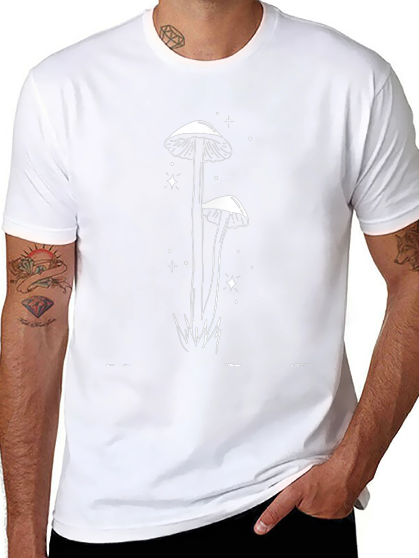 Mushroom Print Black T-Shirt
