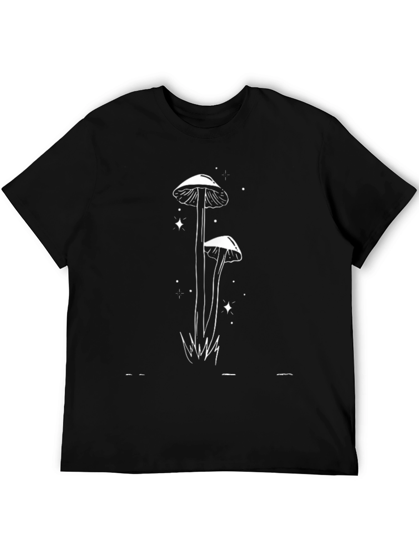 Mushroom Print Black T-Shirt