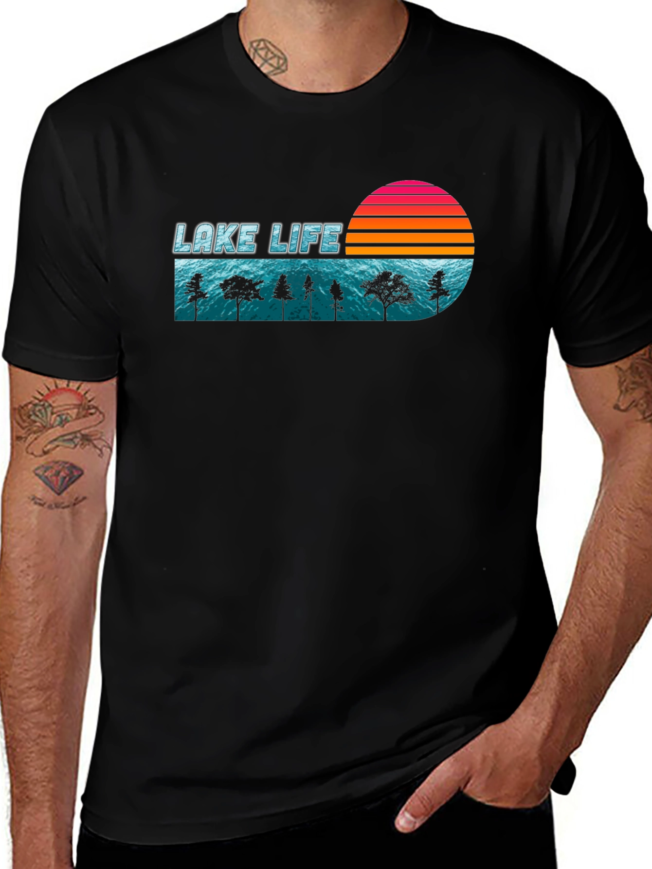 Lake Life Retro Sunset Graphic T-Shirt
