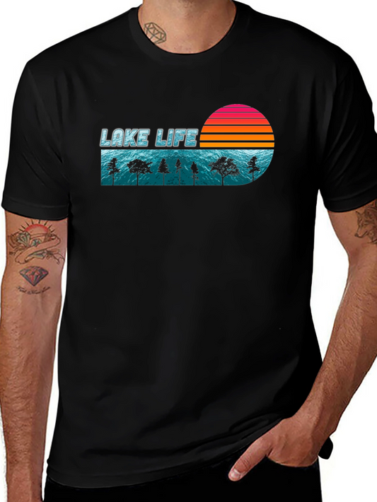 Lake Life Retro Sunset Graphic T-Shirt