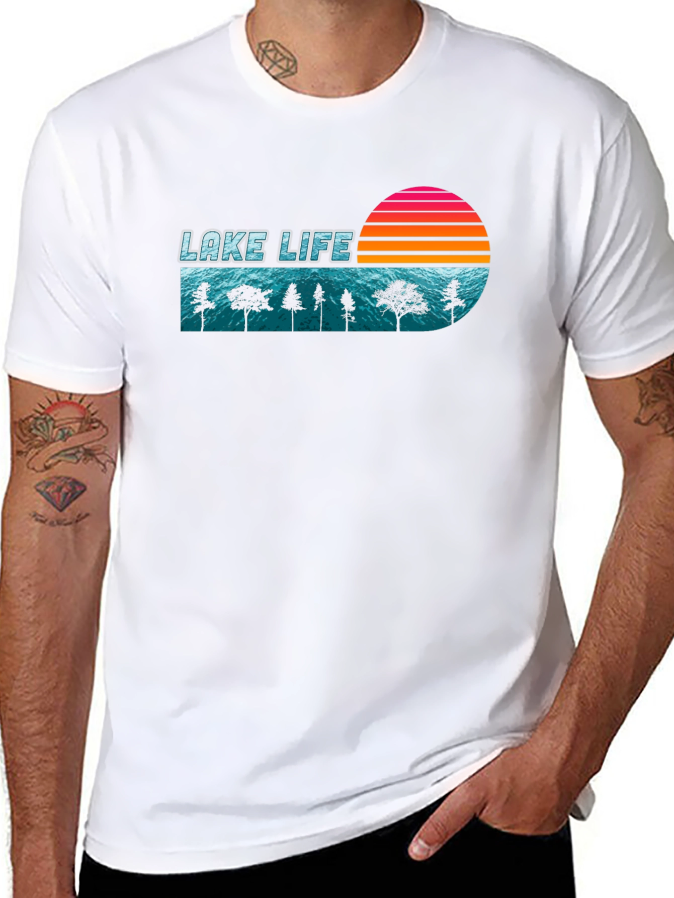 Lake Life Retro Sunset Graphic T-Shirt