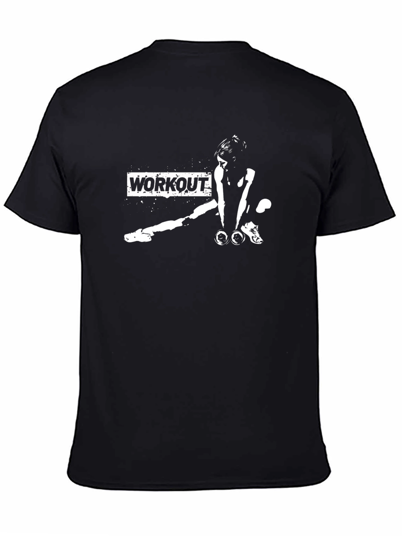 Workout Graphic Tee - Black Cotton Fitness Shirt