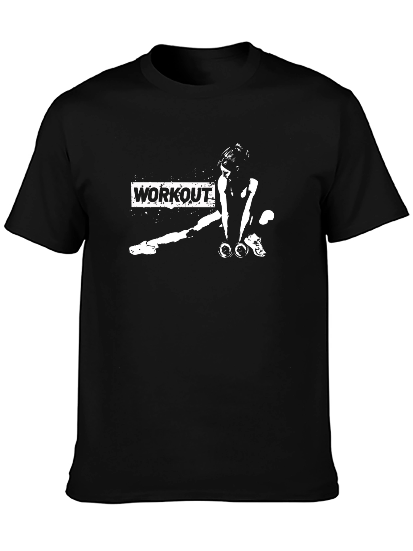 Workout Graphic Tee - Black Cotton Fitness Shirt