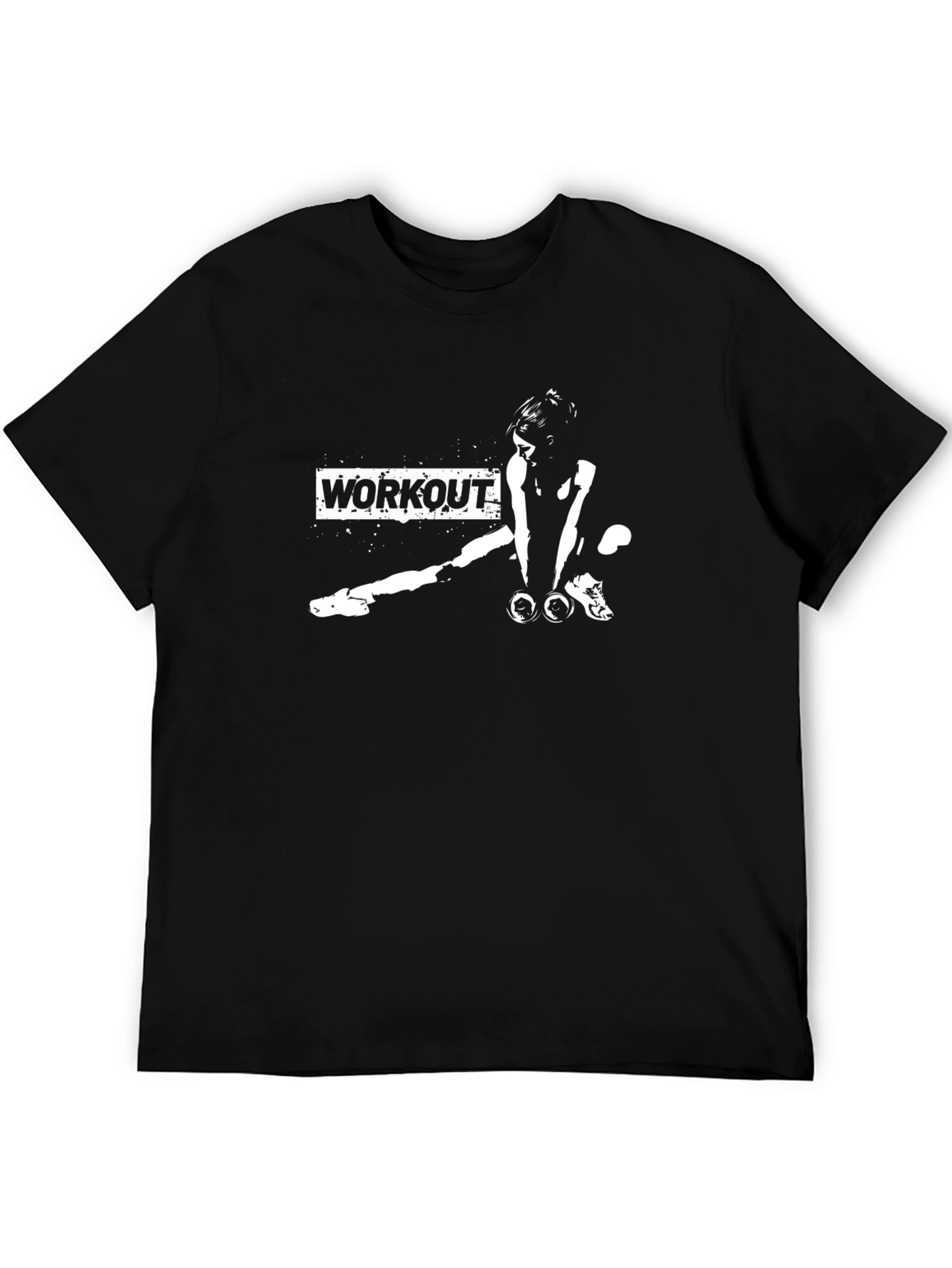 Workout Graphic Tee - Black Cotton Fitness Shirt