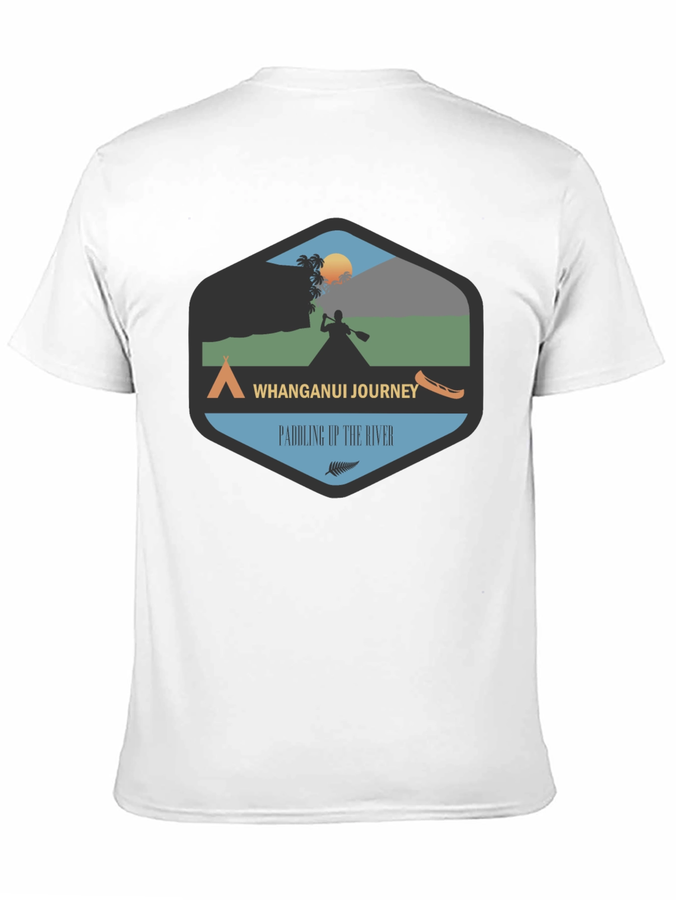 Whanganui Journey Black Tee - Paddling Up The River