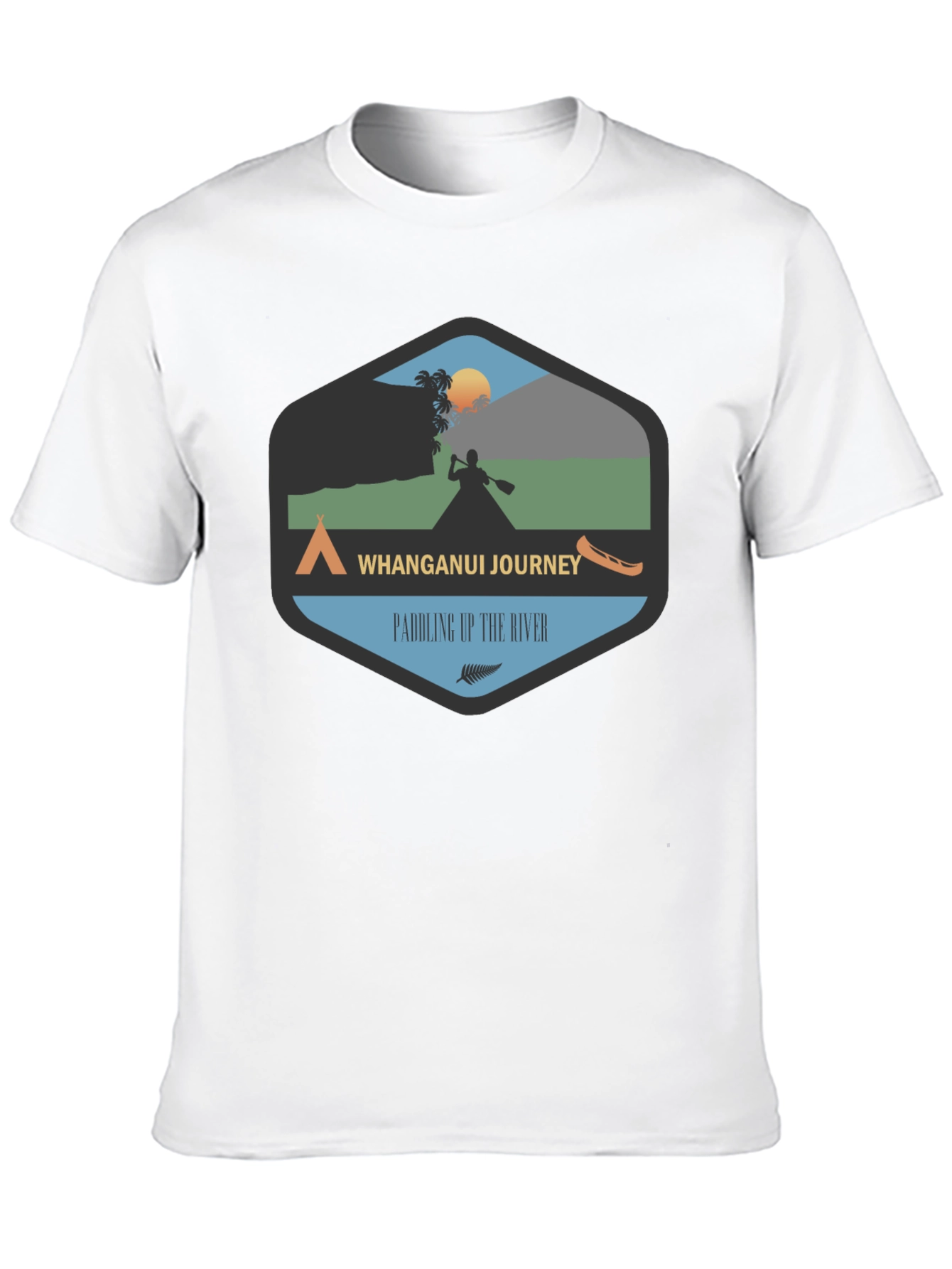 Whanganui Journey Black Tee - Paddling Up The River