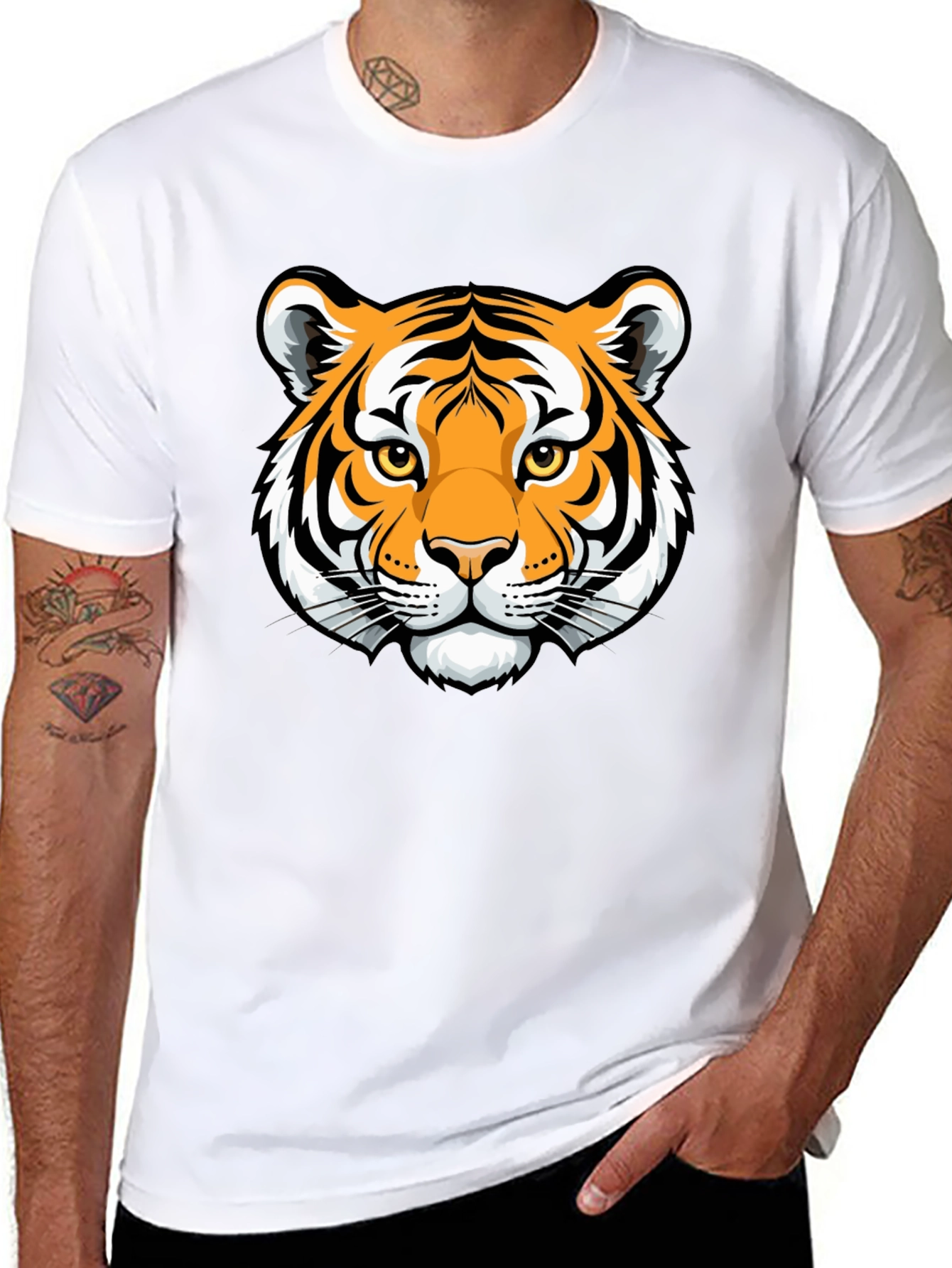 Tiger Graphic Black T-Shirt - Stylish Animal Print Tee