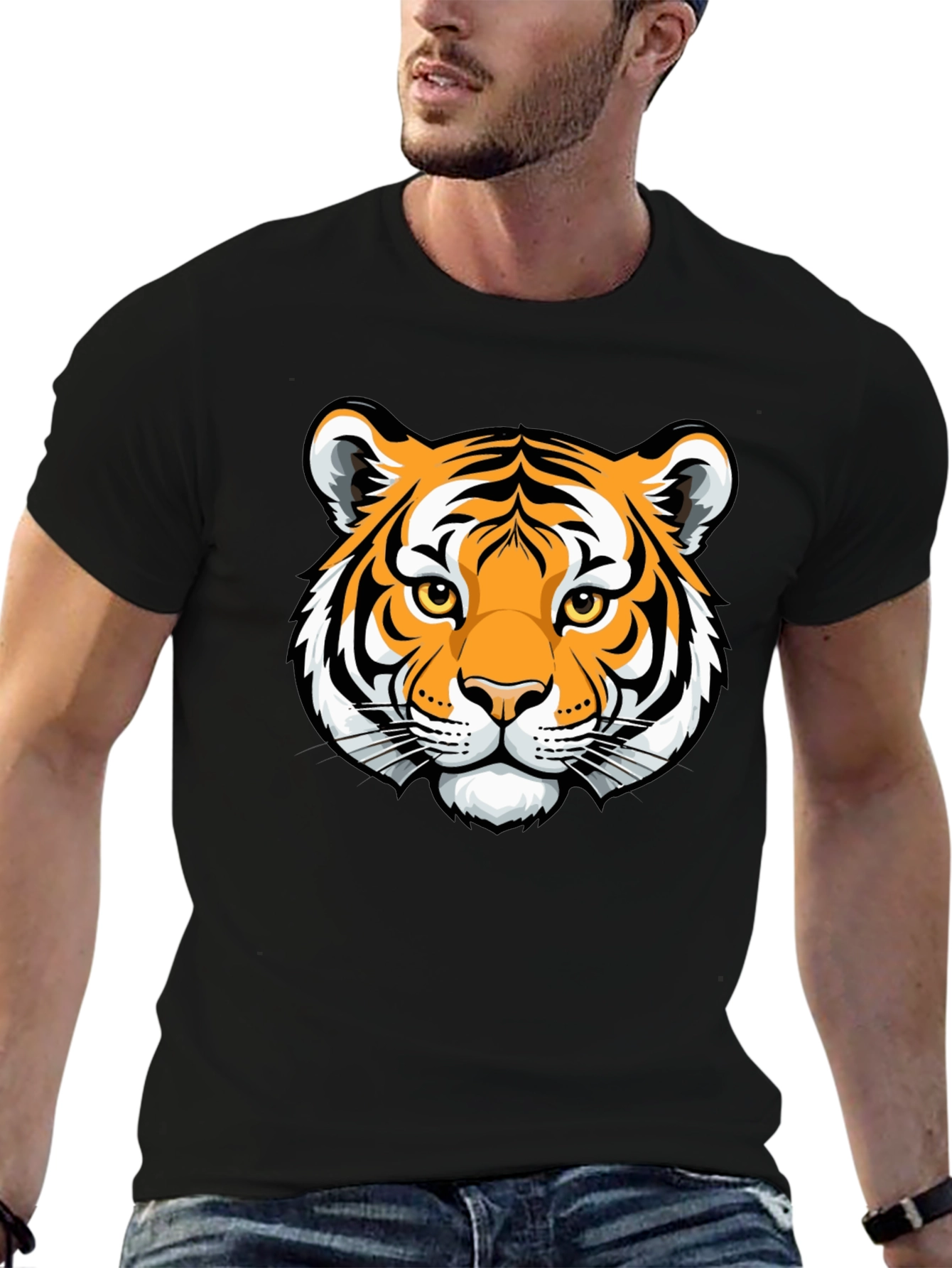 Tiger Graphic Black T-Shirt - Stylish Animal Print Tee