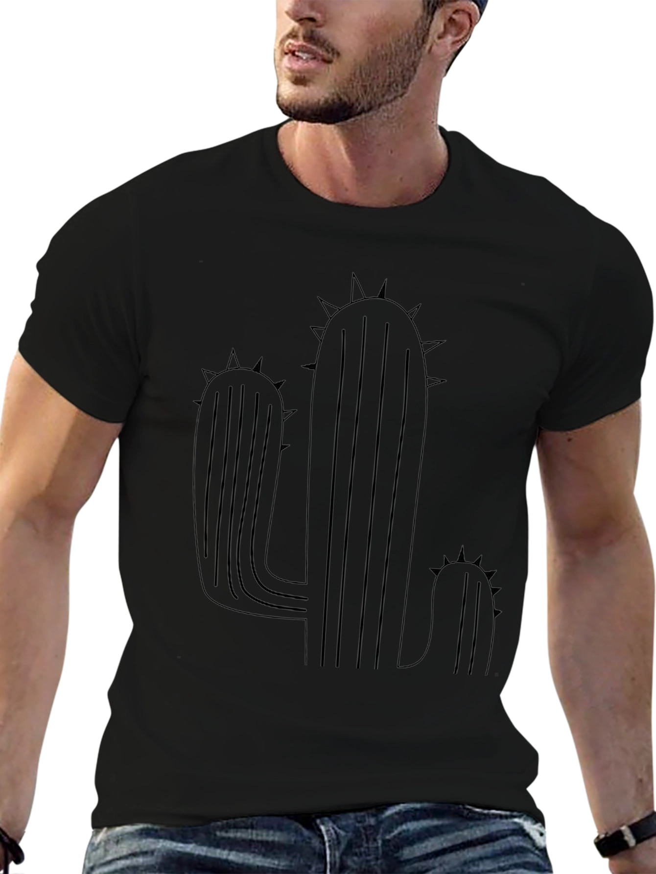 Cactus Graphic Tee - Black Casual Comfort