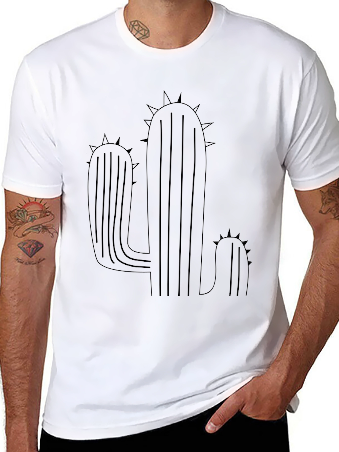 Cactus Graphic Tee - Black Casual Comfort