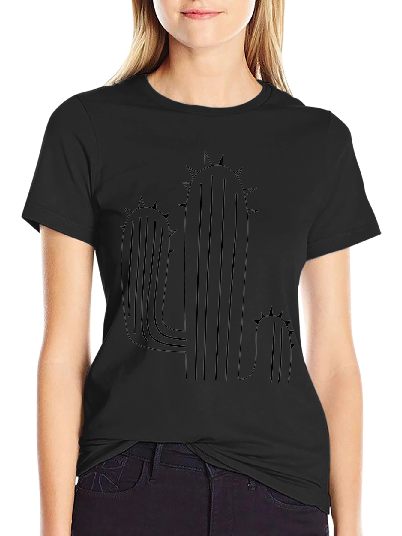 Cactus Graphic Tee - Black Casual Comfort