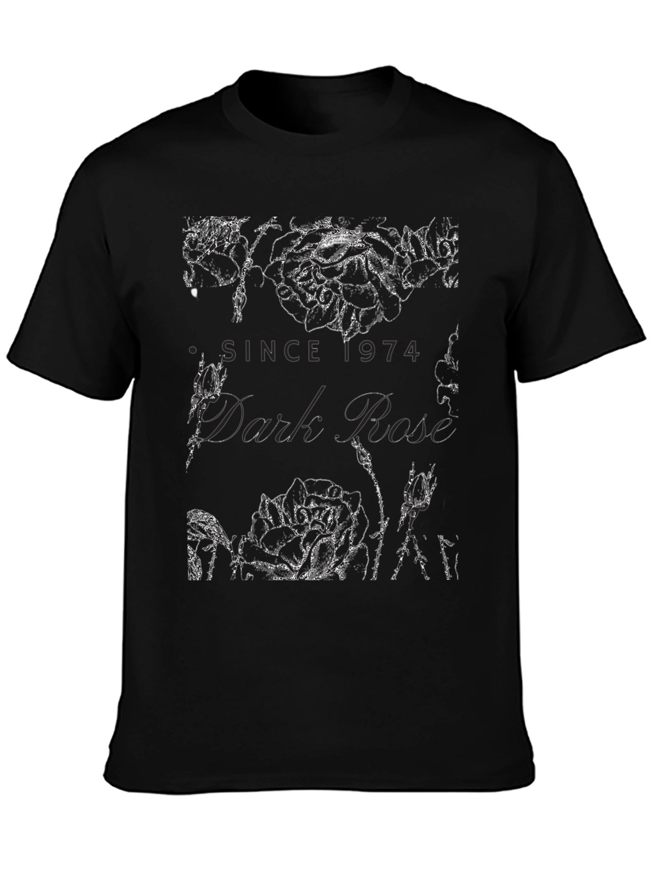 Dark Rose Graphic Tee - Since 1974 Black T-Shirt