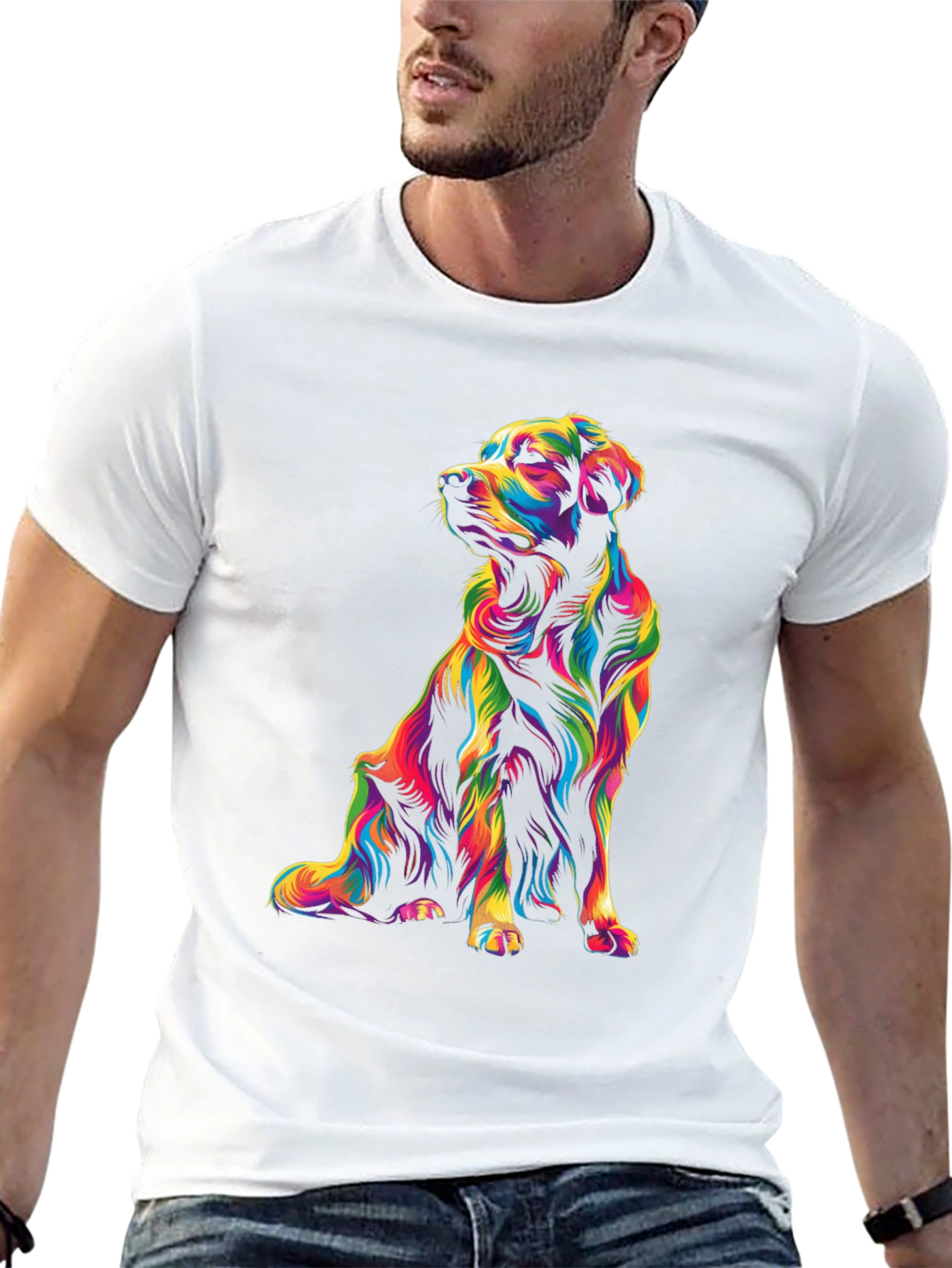 Vibrant Dog Graphic T-Shirt