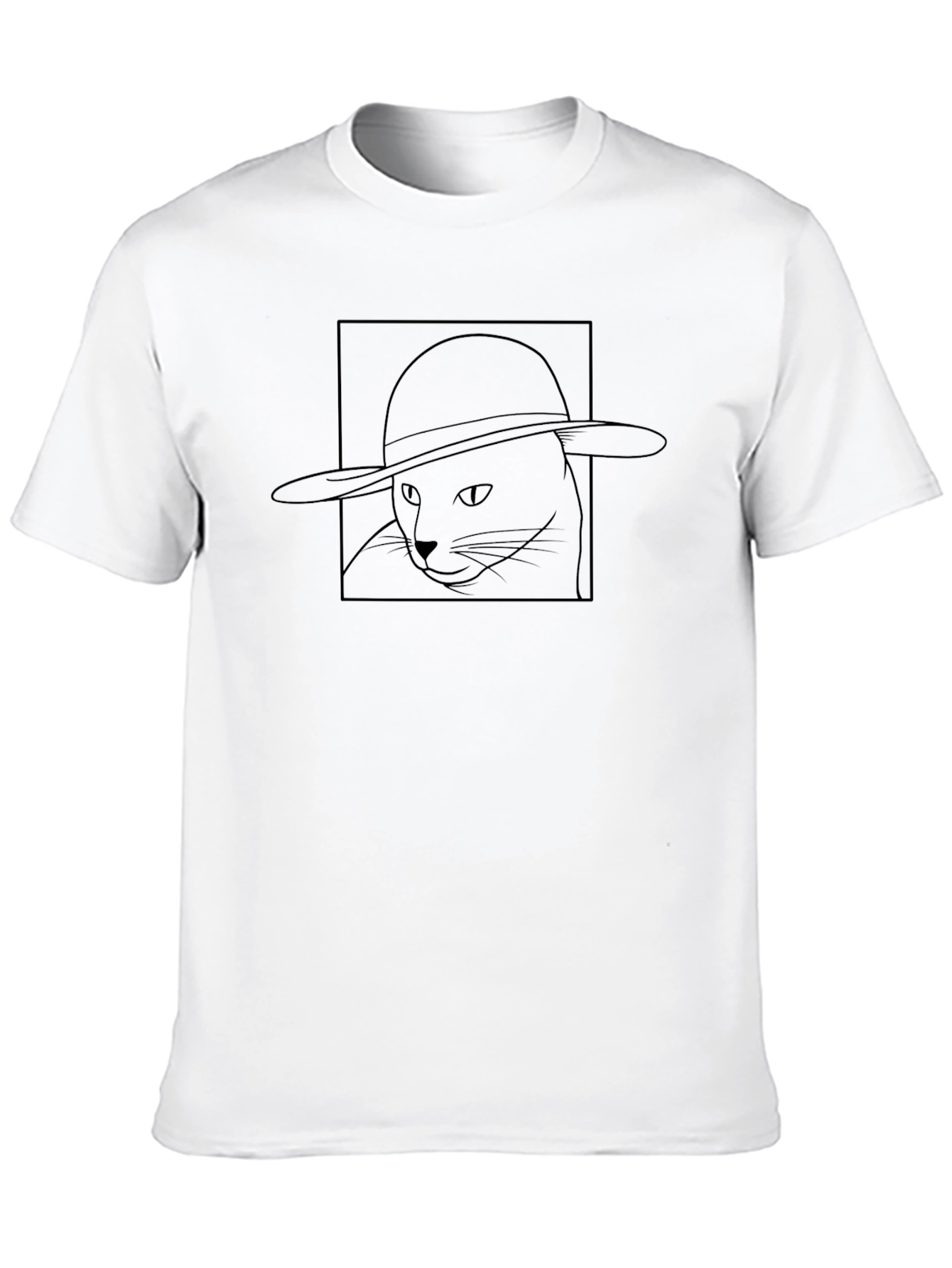 Black T-Shirt - Cat in Hat Graphic