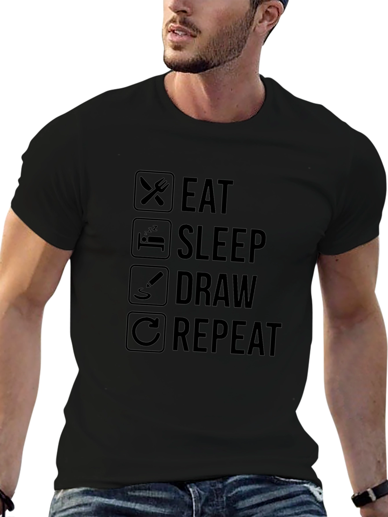 Eat Sleep Draw Repeat Graphic T-Shirt