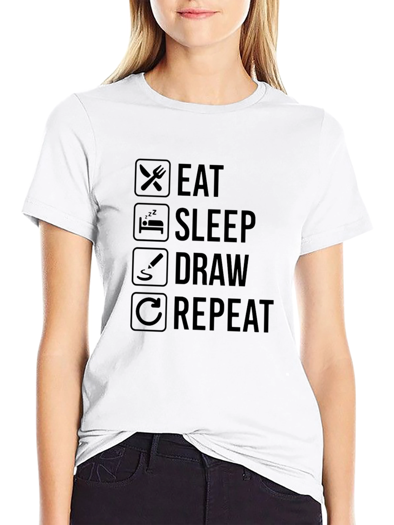 Eat Sleep Draw Repeat Graphic T-Shirt