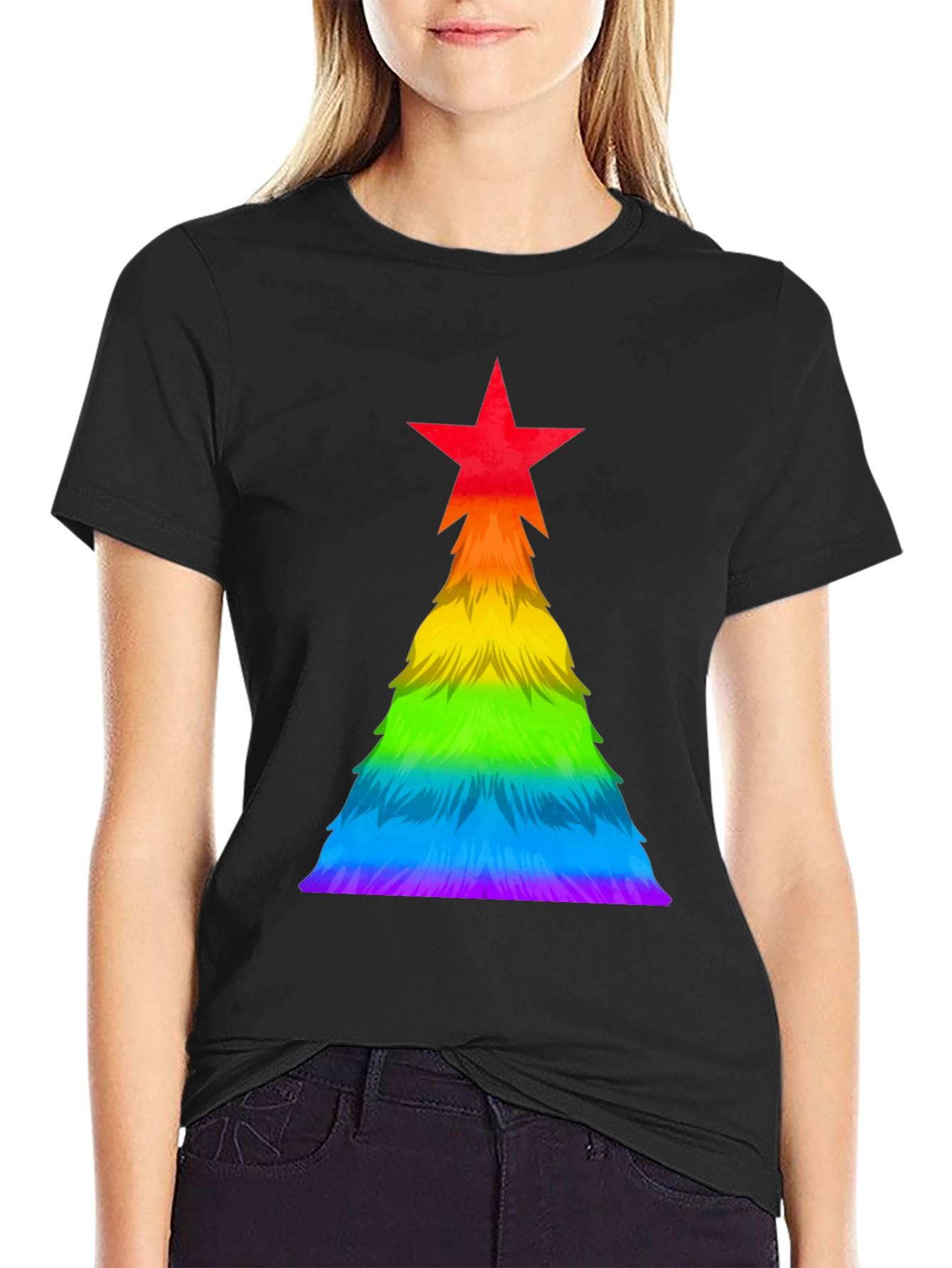 Rainbow Pride Christmas Tree Graphic Tee