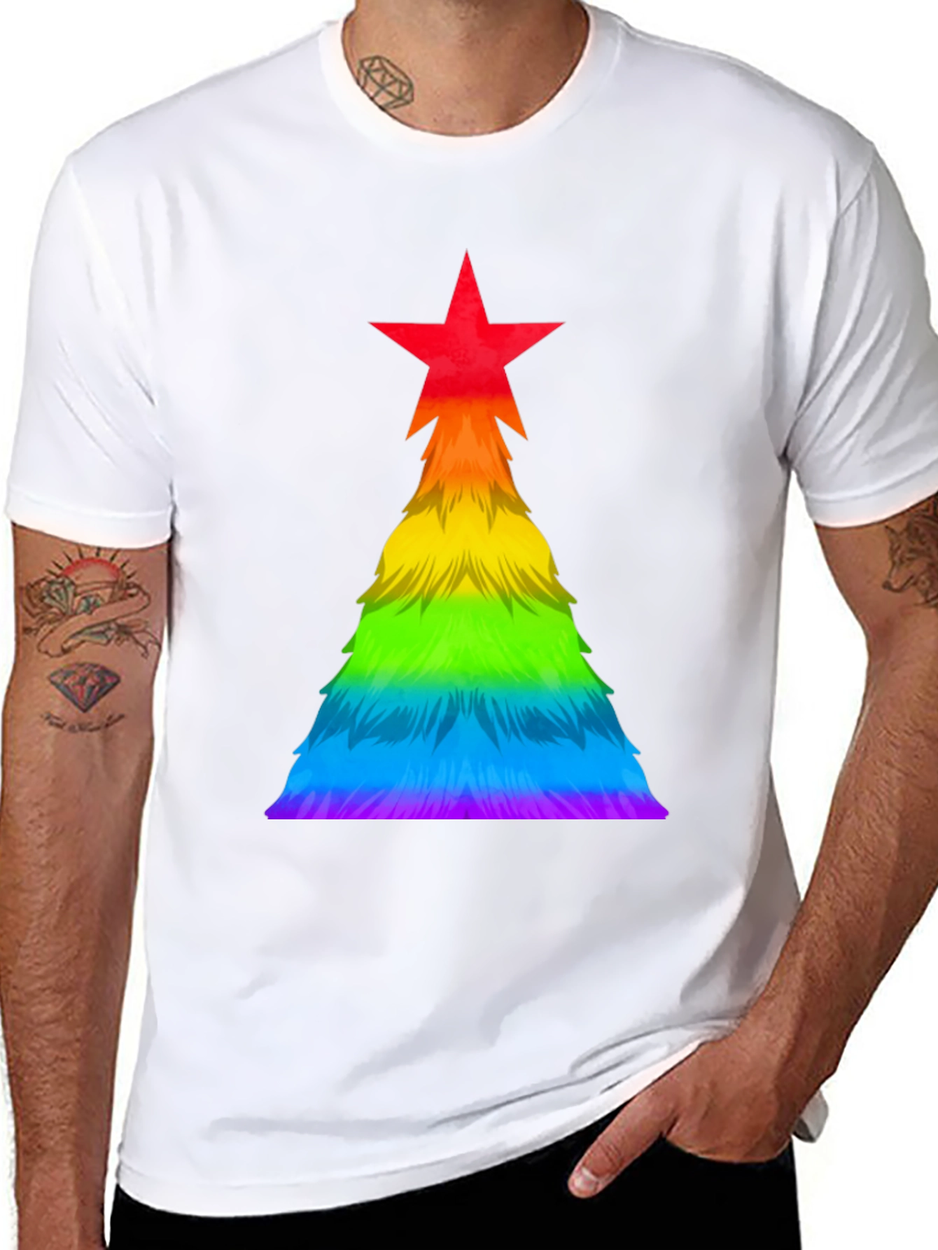 Rainbow Pride Christmas Tree Graphic Tee