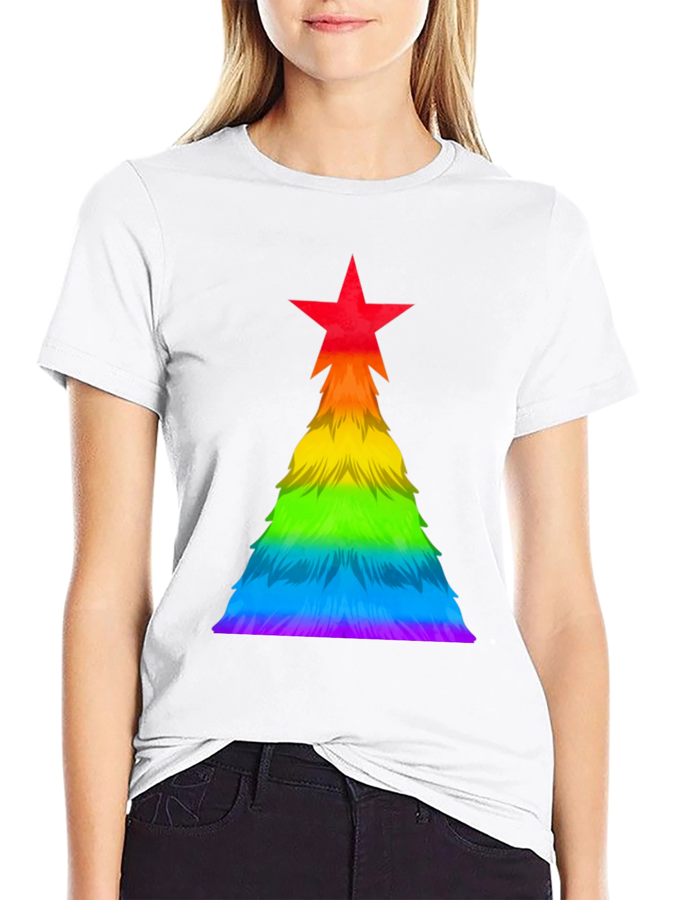 Rainbow Pride Christmas Tree Graphic Tee
