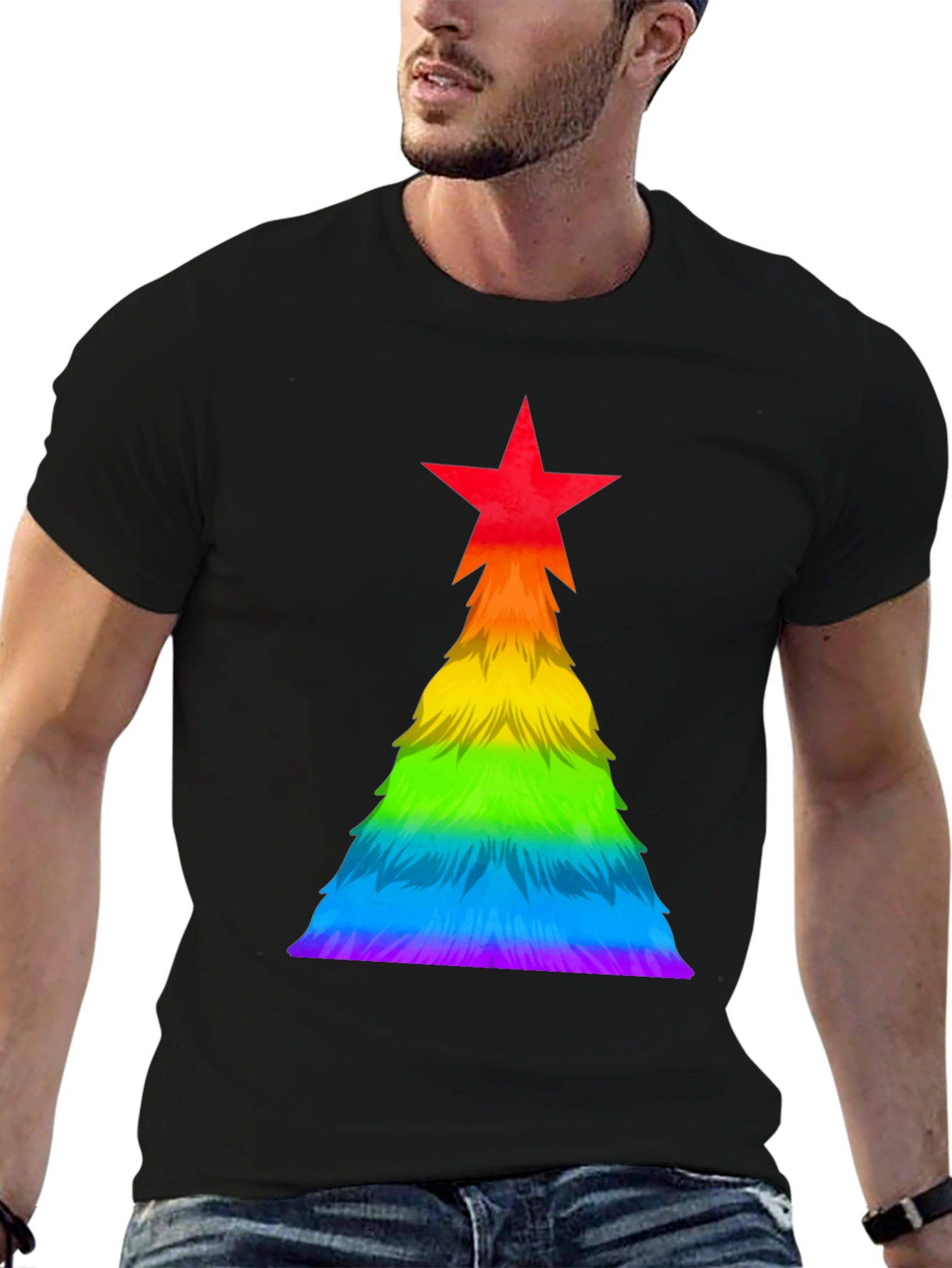 Rainbow Pride Christmas Tree Graphic Tee
