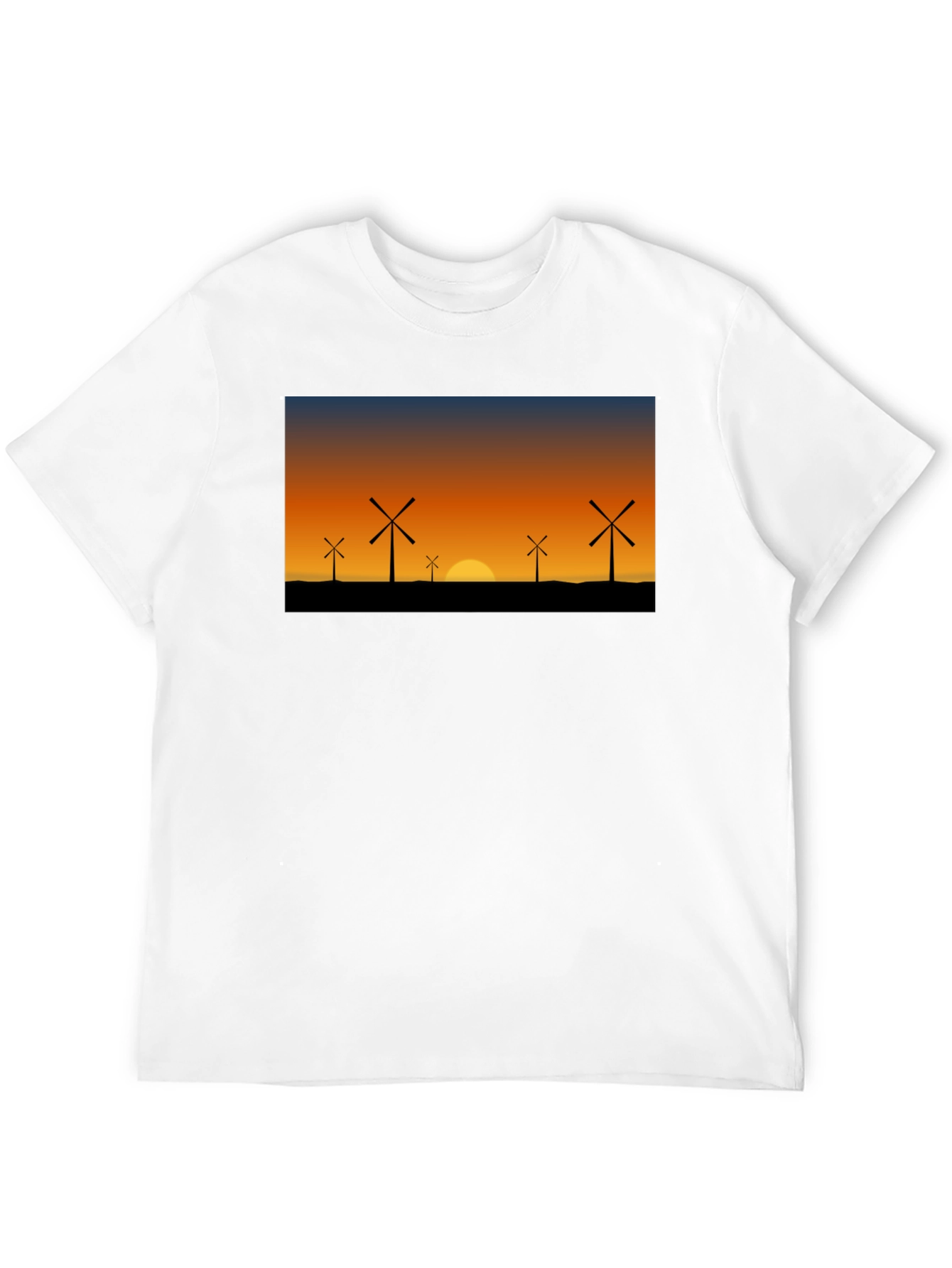 Wind Turbine Sunset Graphic Tee