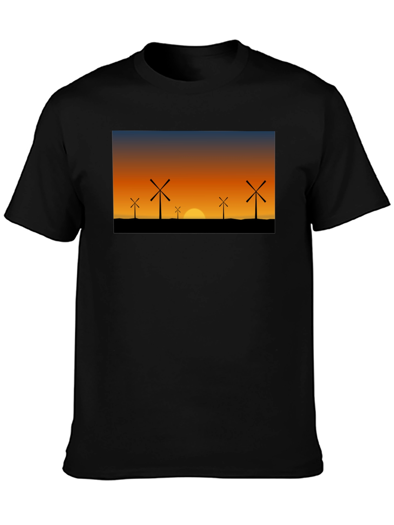 Wind Turbine Sunset Graphic Tee