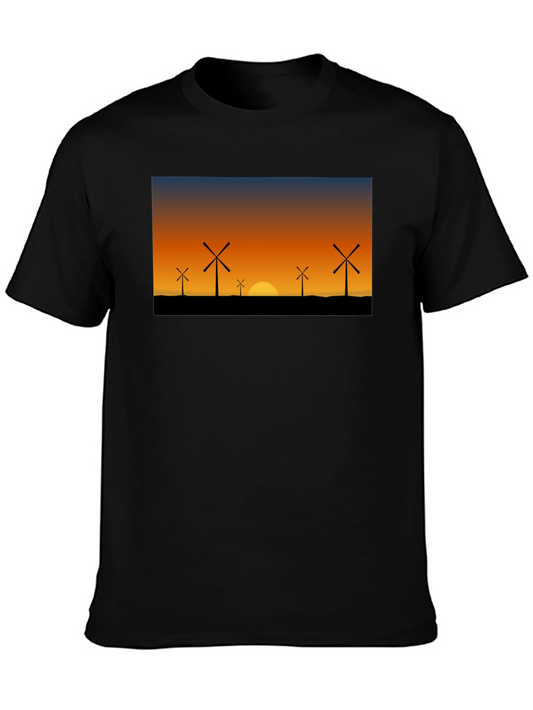 Wind Turbine Sunset Graphic Tee