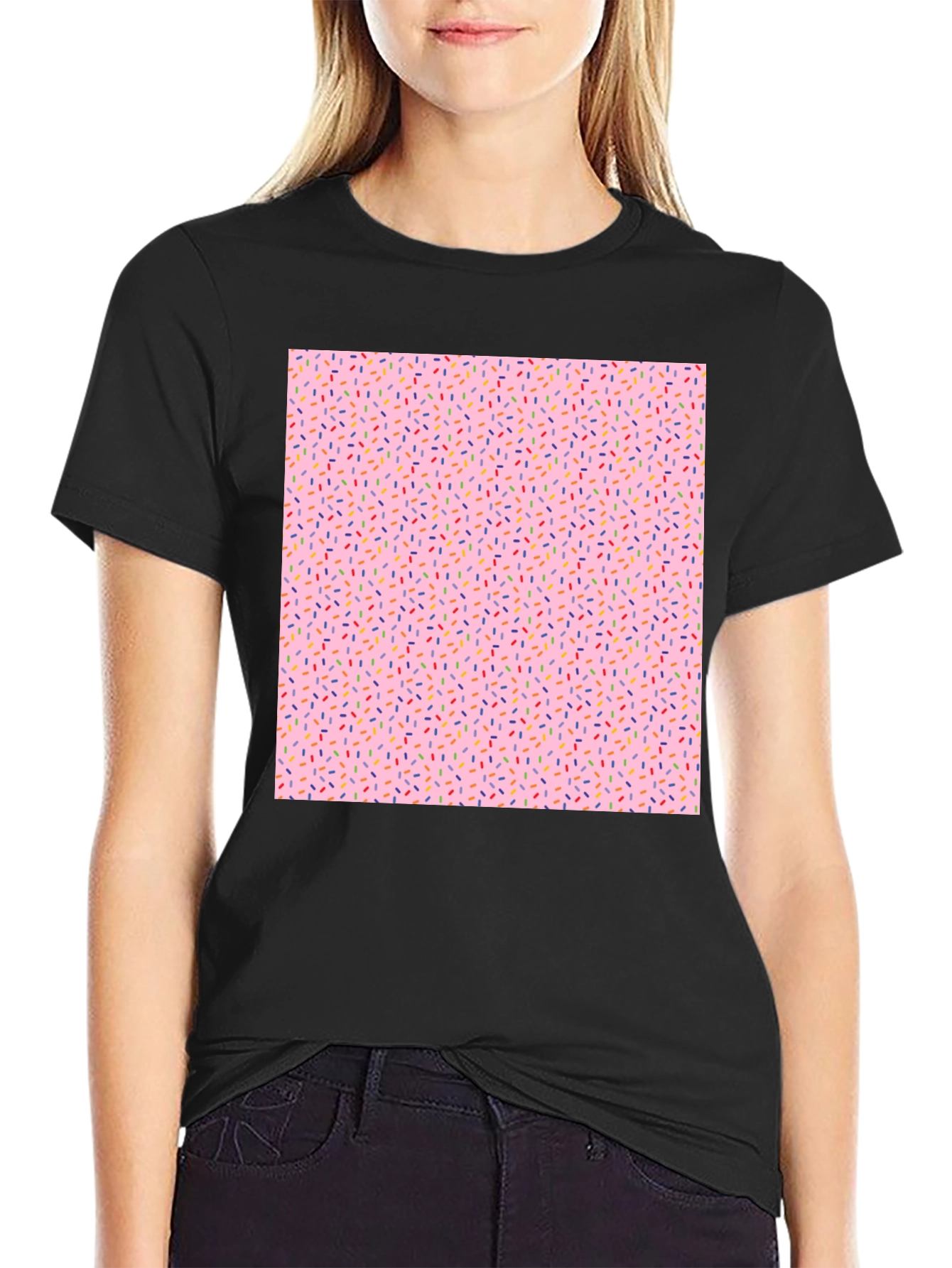 Sprinkle Pattern Black T-Shirt