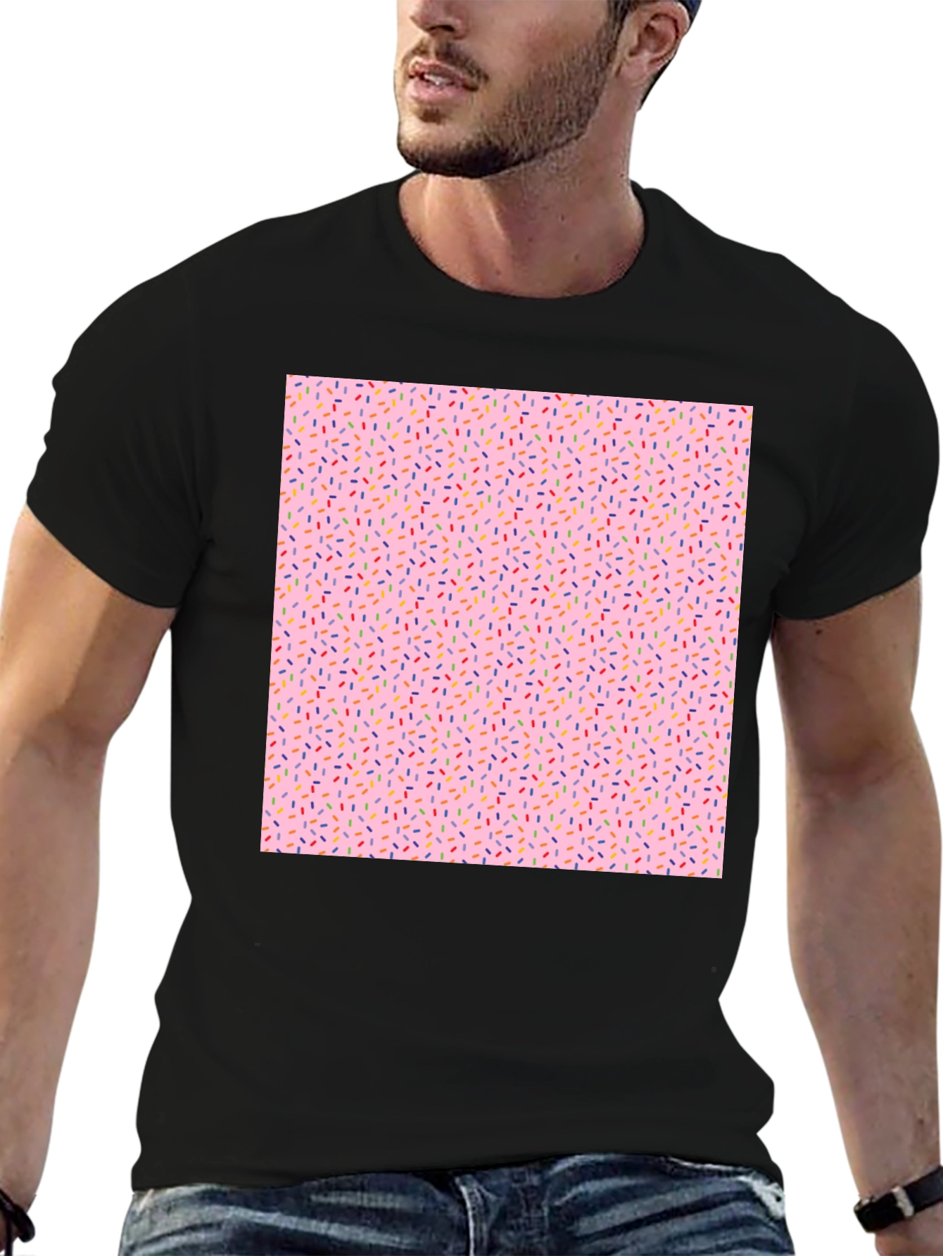 Sprinkle Pattern Black T-Shirt