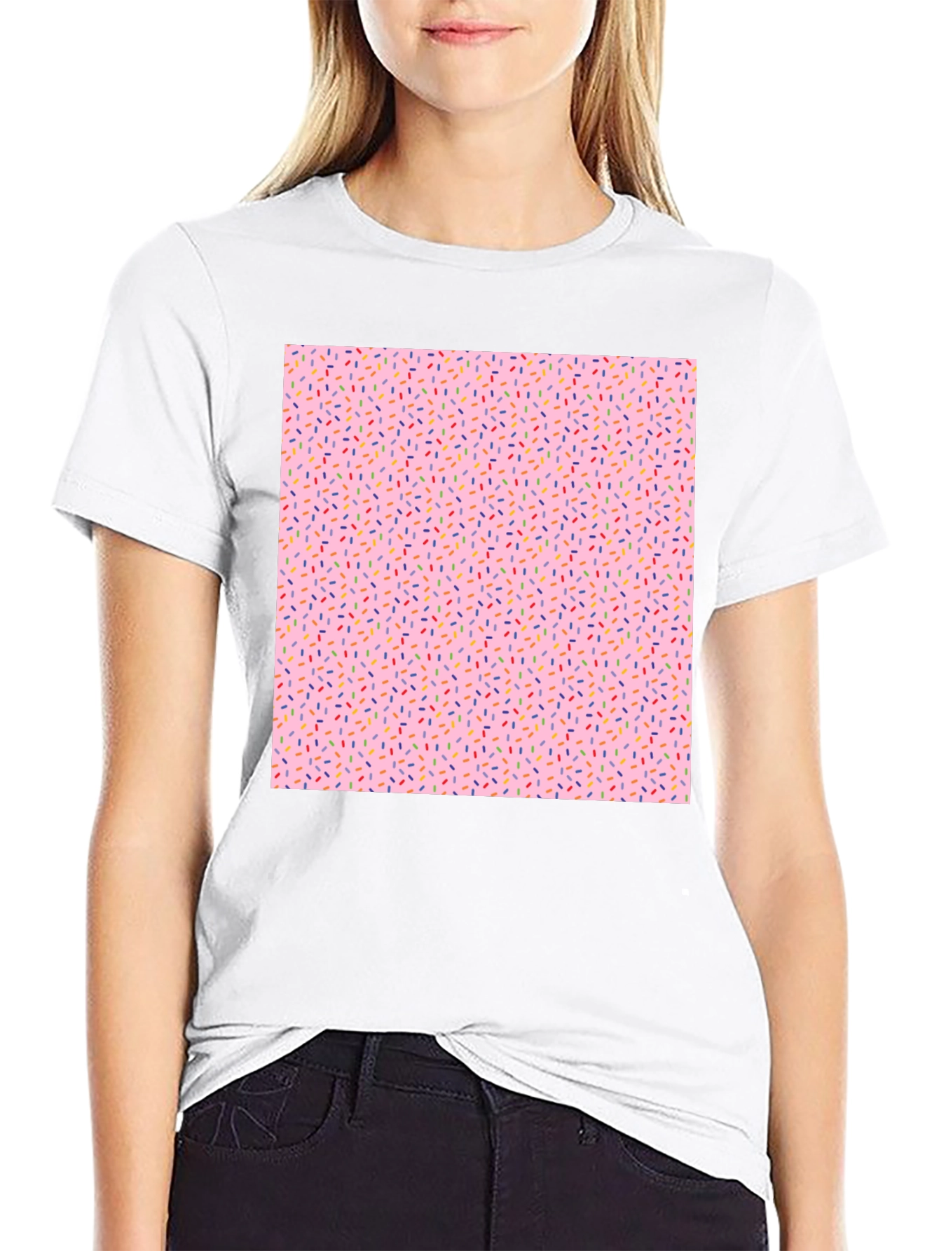 Sprinkle Pattern Black T-Shirt