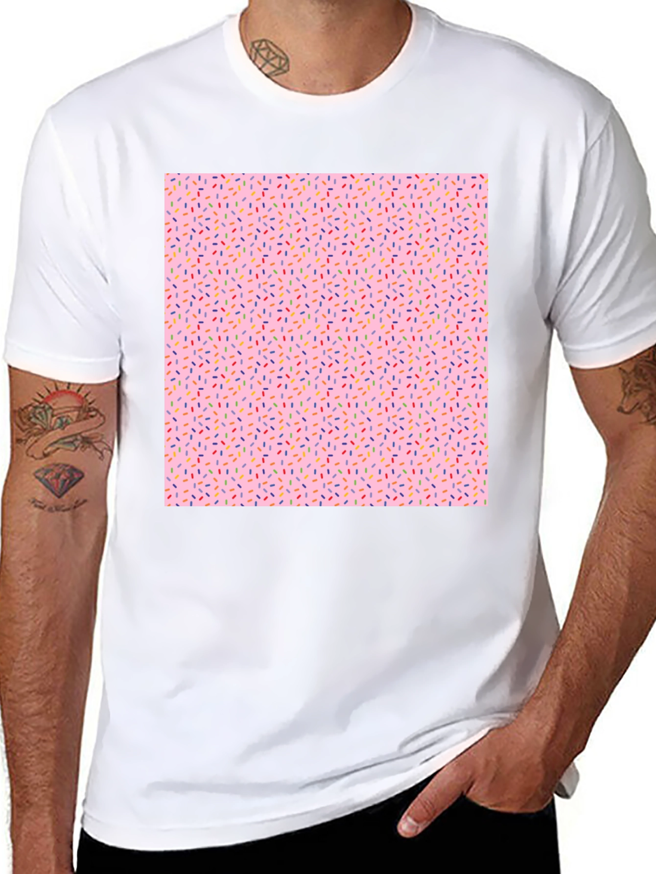 Sprinkle Pattern Black T-Shirt