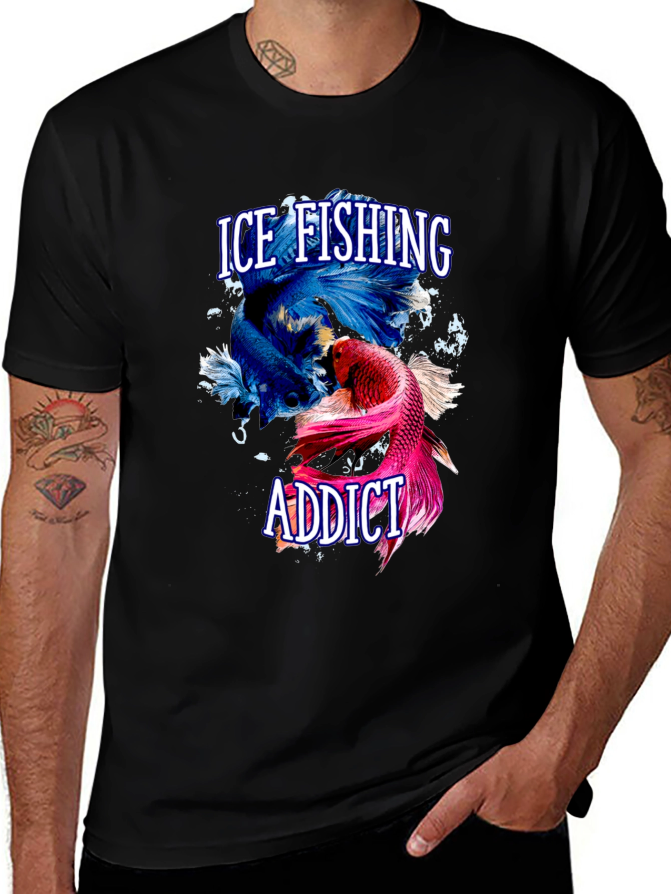 Ice Fishing Addict Graphic T-Shirt