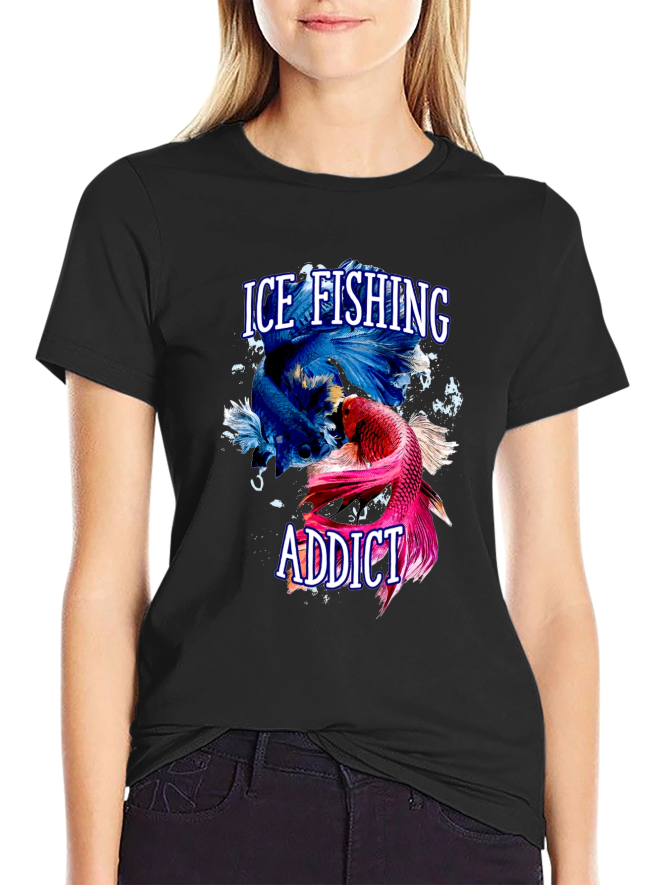 Ice Fishing Addict Graphic T-Shirt