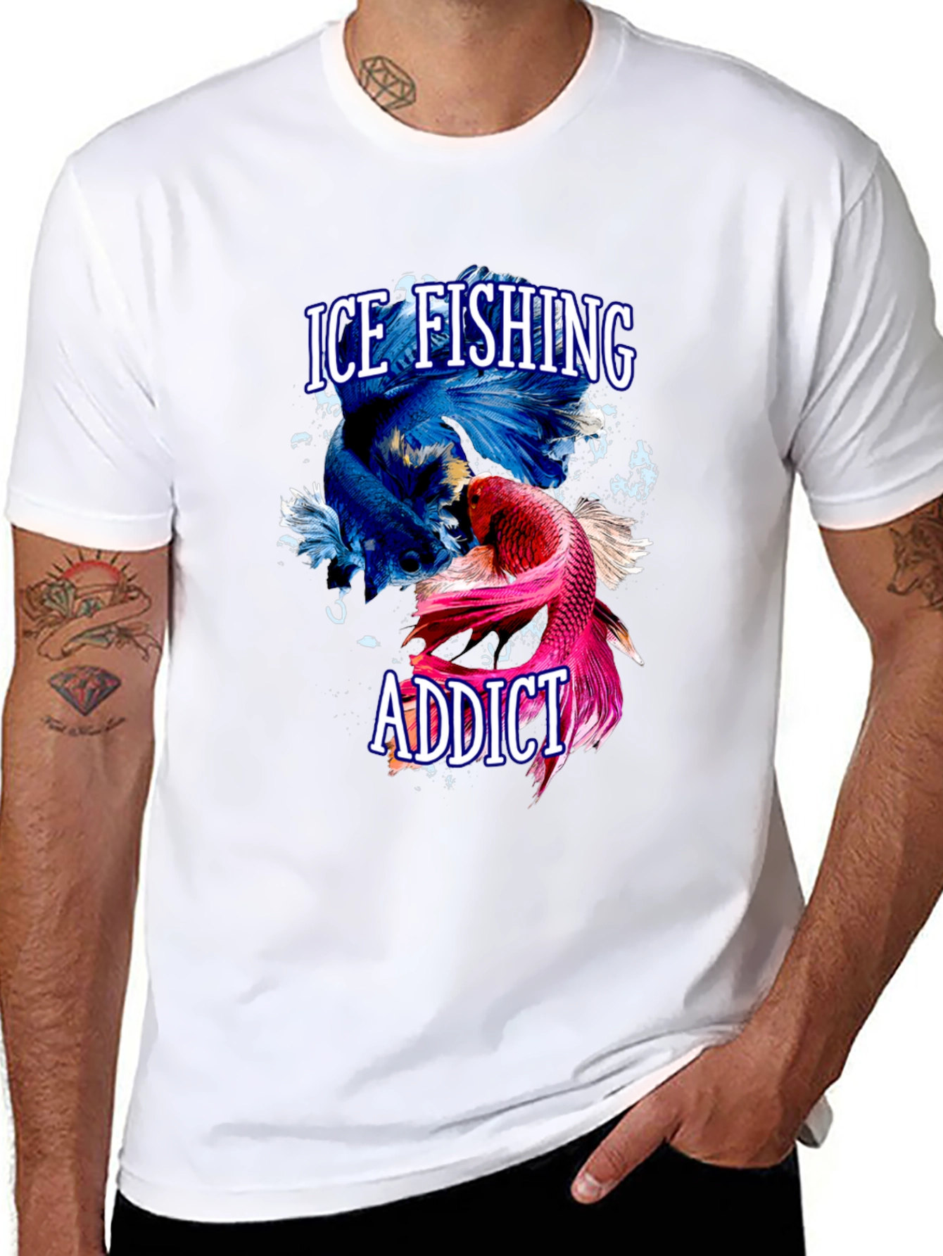 Ice Fishing Addict Graphic T-Shirt