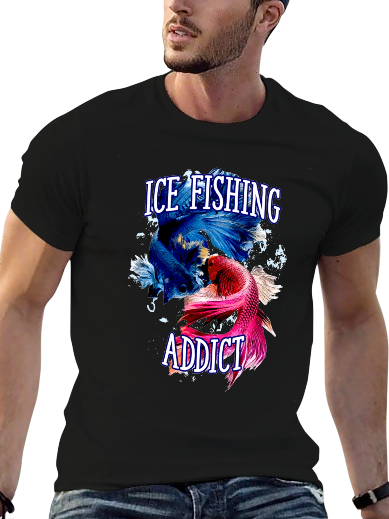 Ice Fishing Addict Graphic T-Shirt