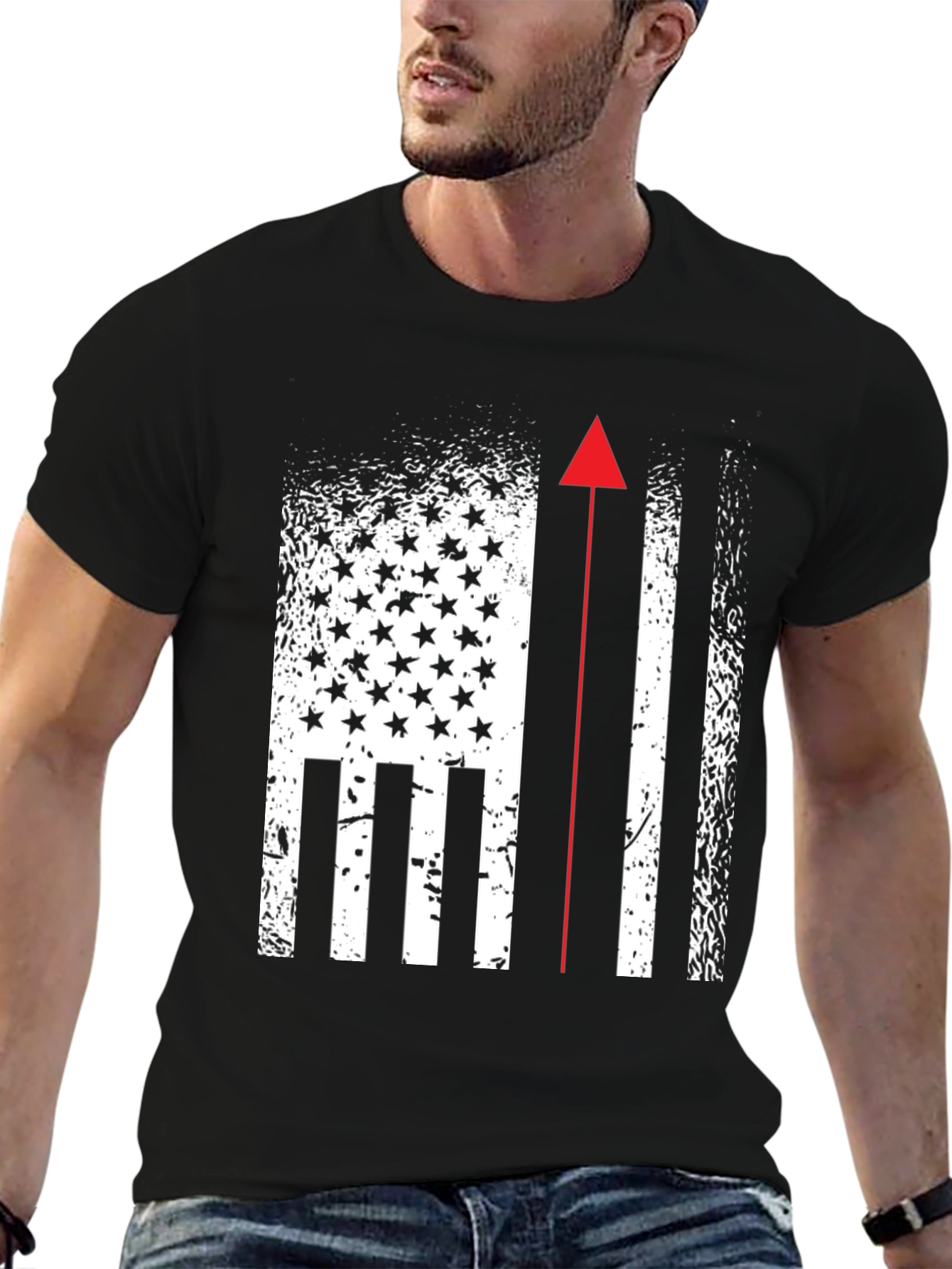 American Flag Firefighter T-Shirt Patriotic Firemen Tee