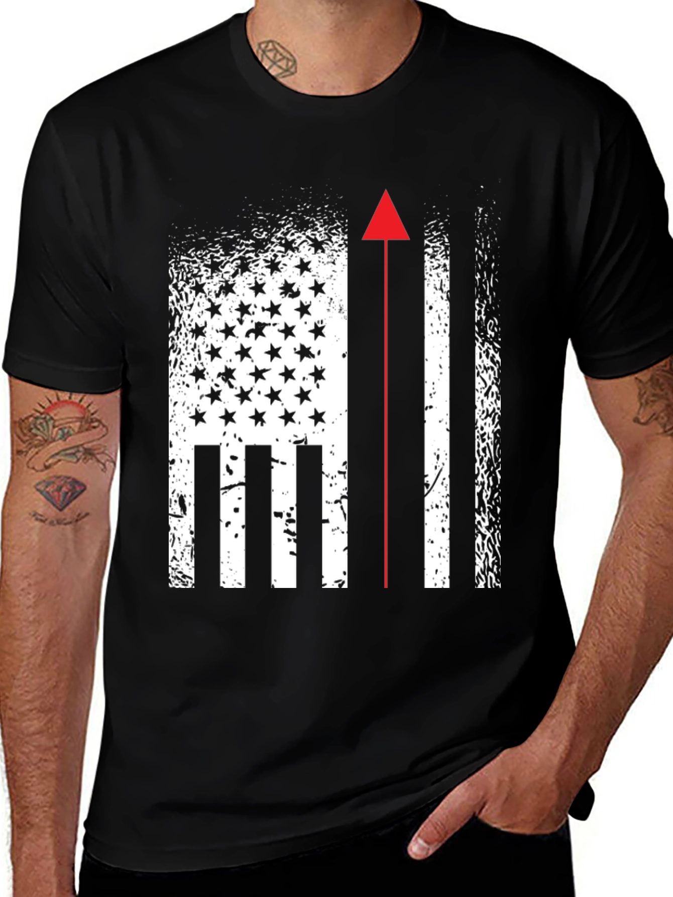 American Flag Firefighter T-Shirt Patriotic Firemen Tee