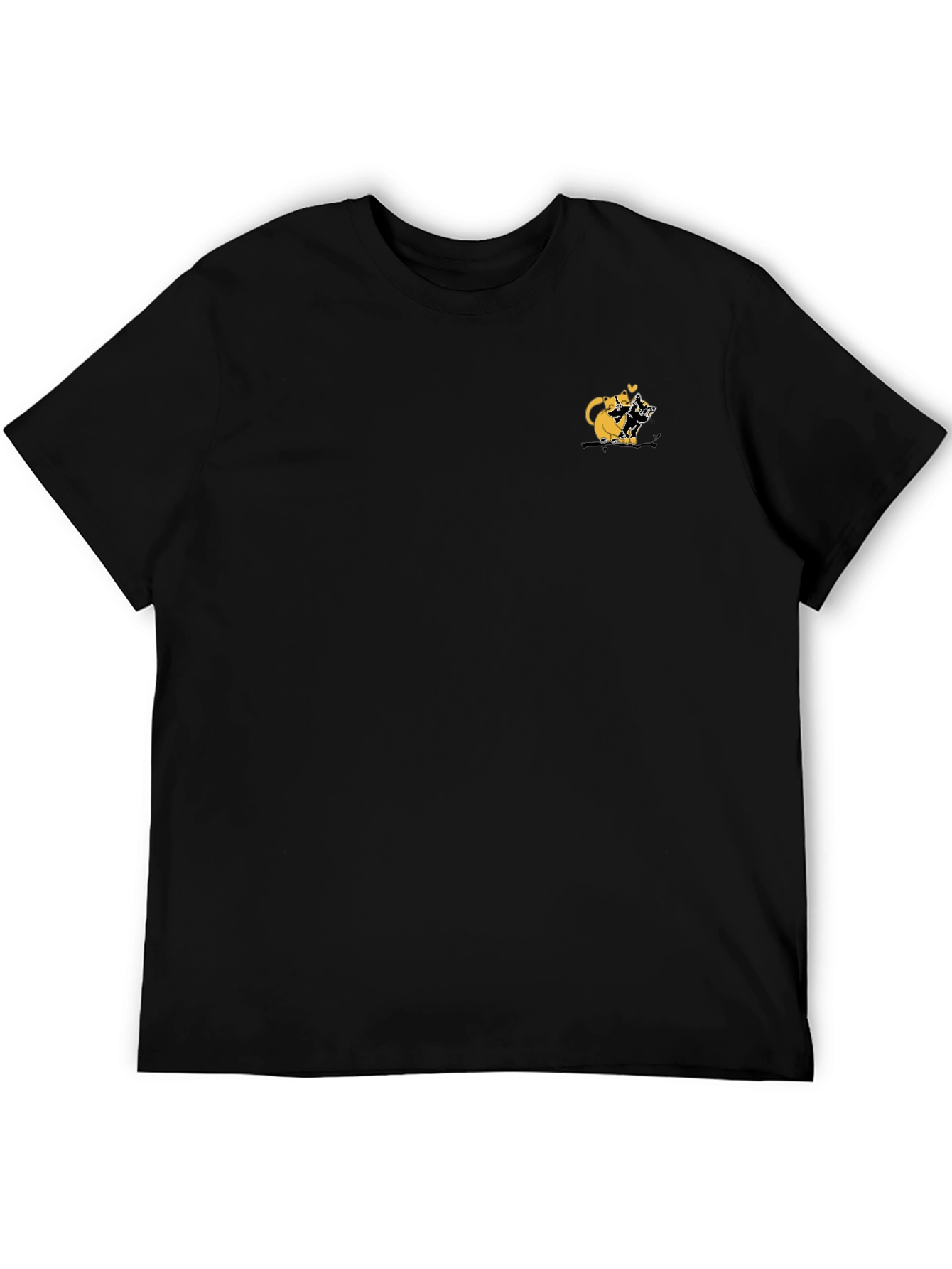 Black Tee with Cute Cats Graphic