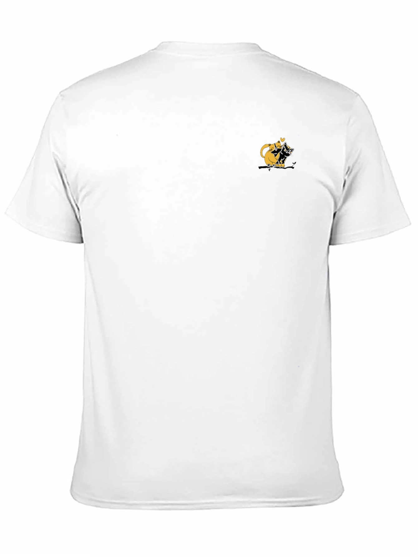 Black Tee with Cute Cats Graphic