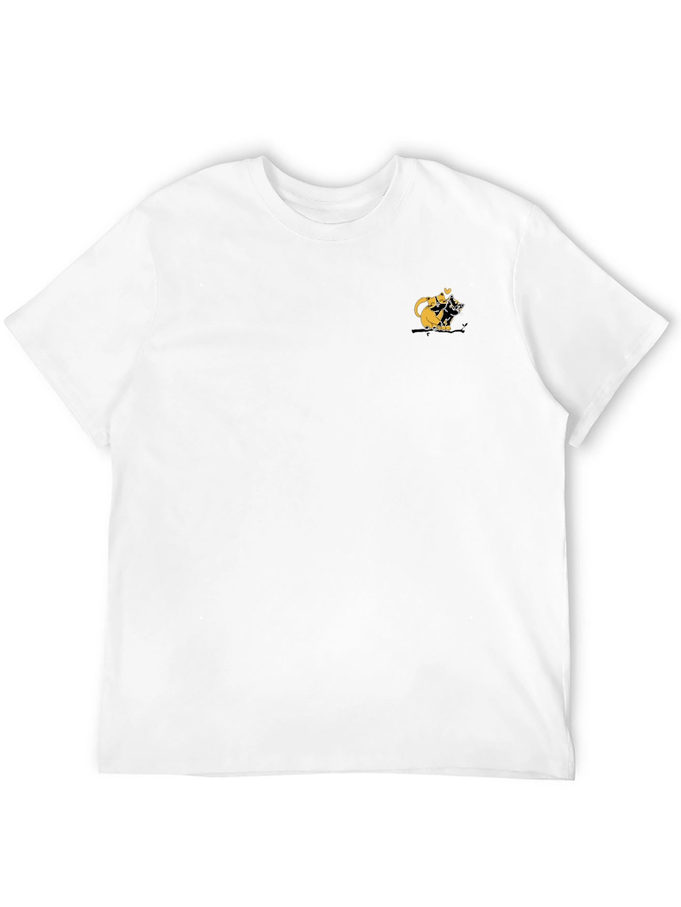 Black Tee with Cute Cats Graphic