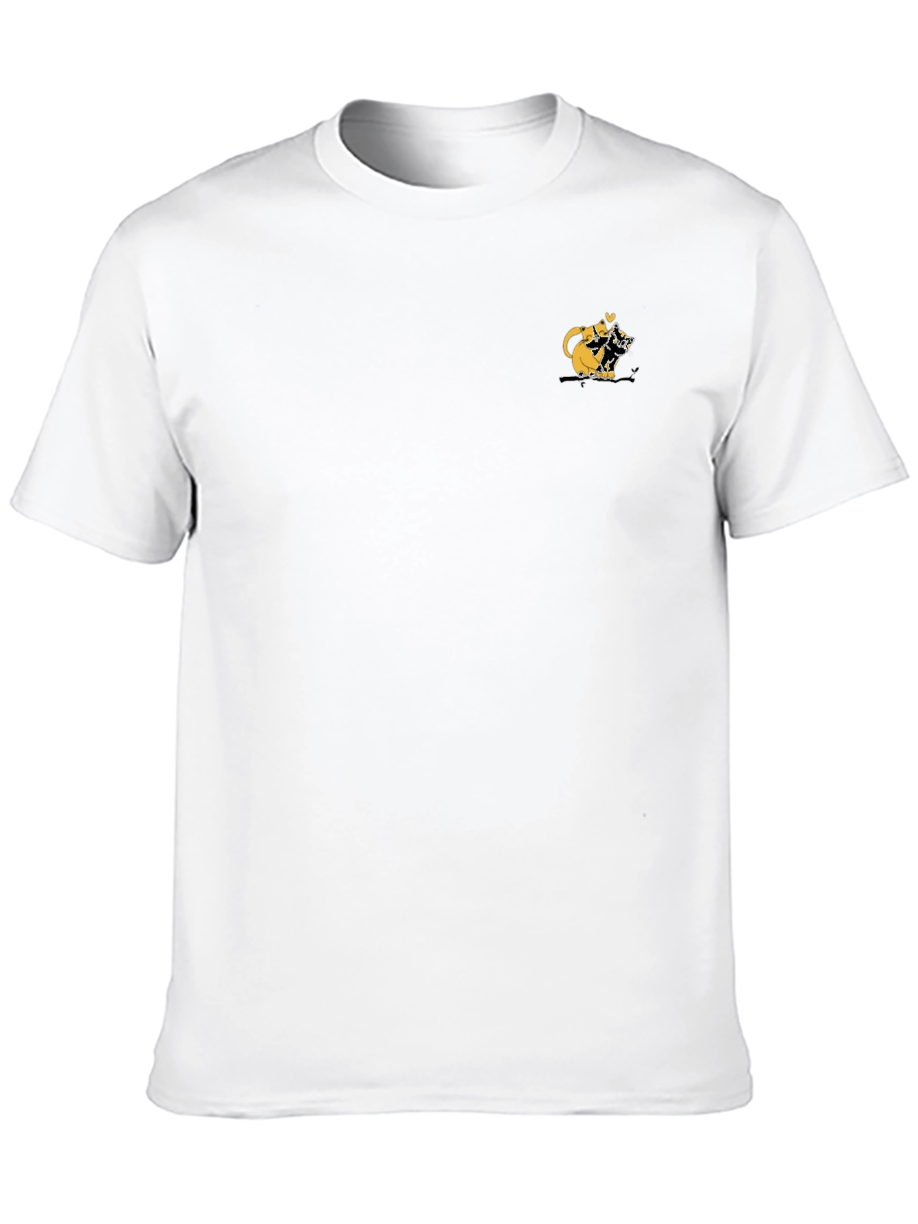 Black Tee with Cute Cats Graphic