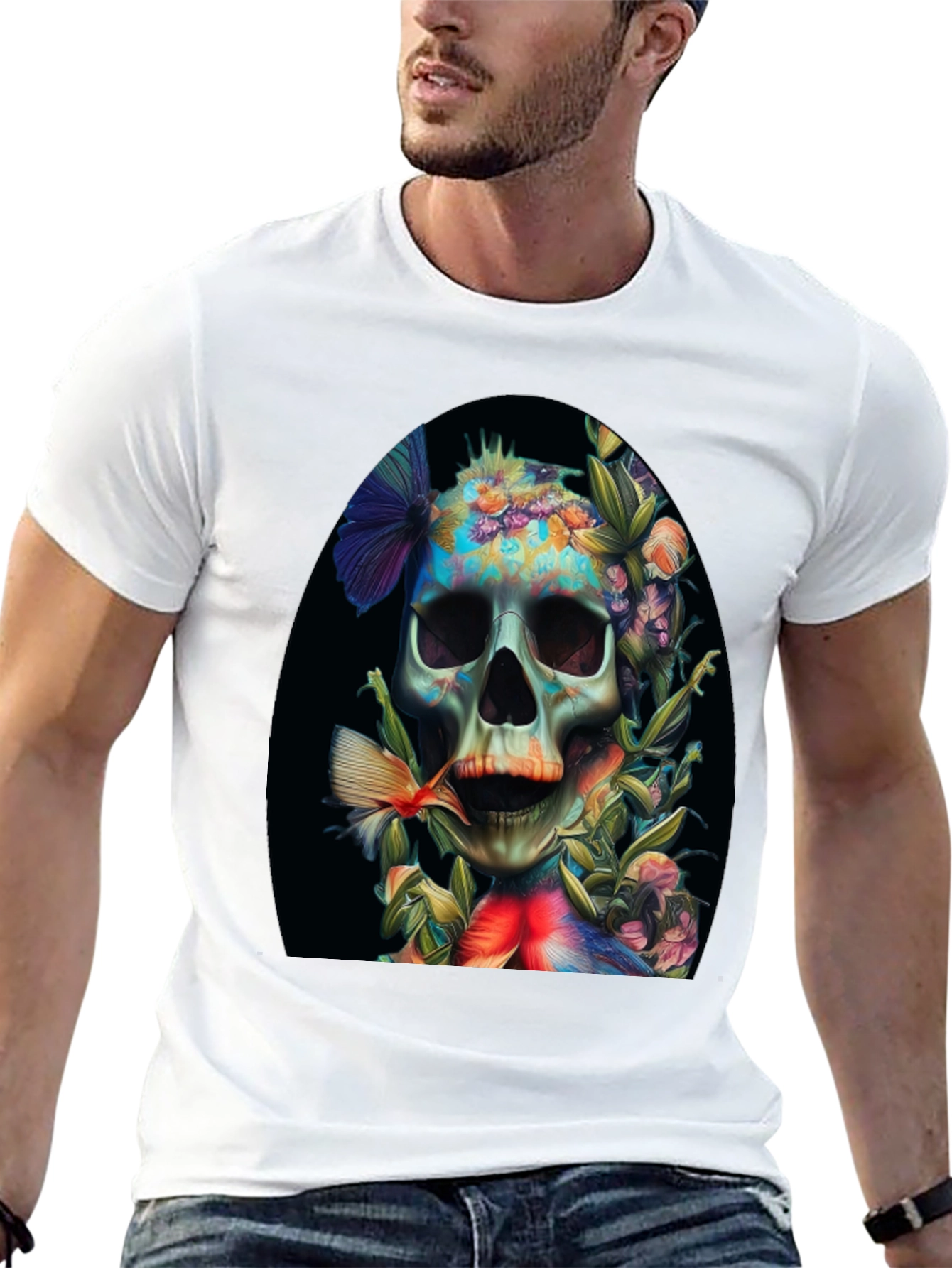Floral Skull Graphic T-Shirt