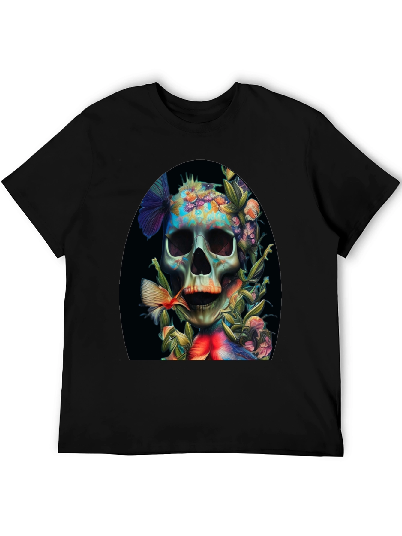 Floral Skull Graphic T-Shirt