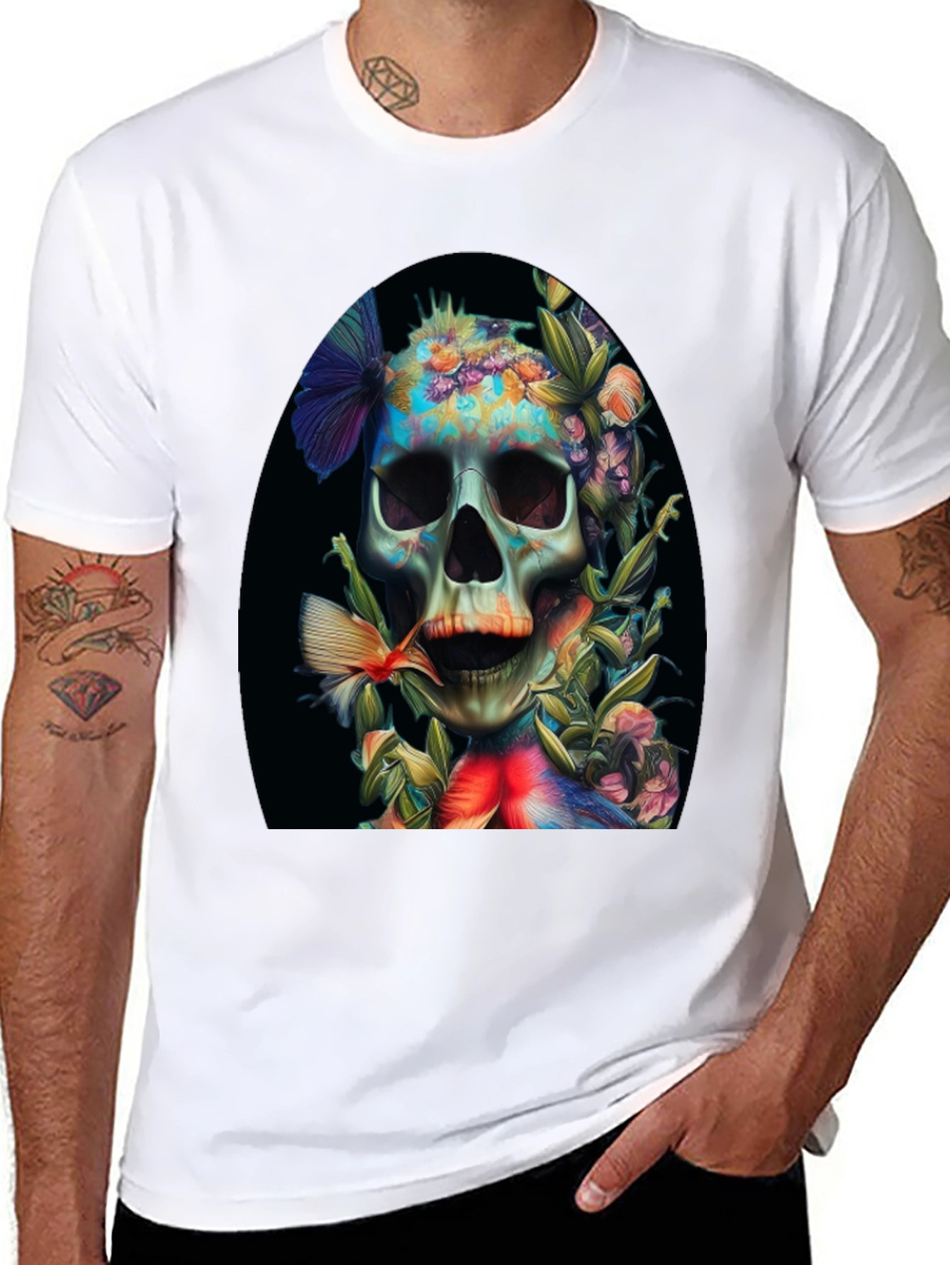 Floral Skull Graphic T-Shirt