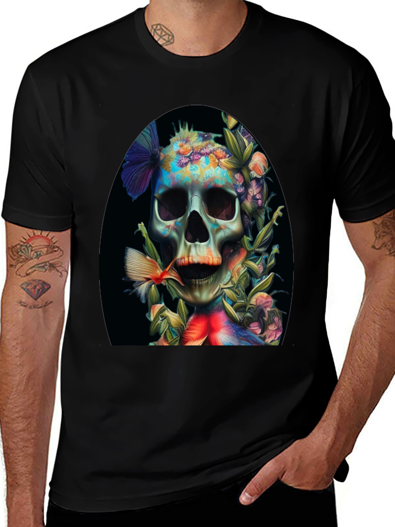 Floral Skull Graphic T-Shirt