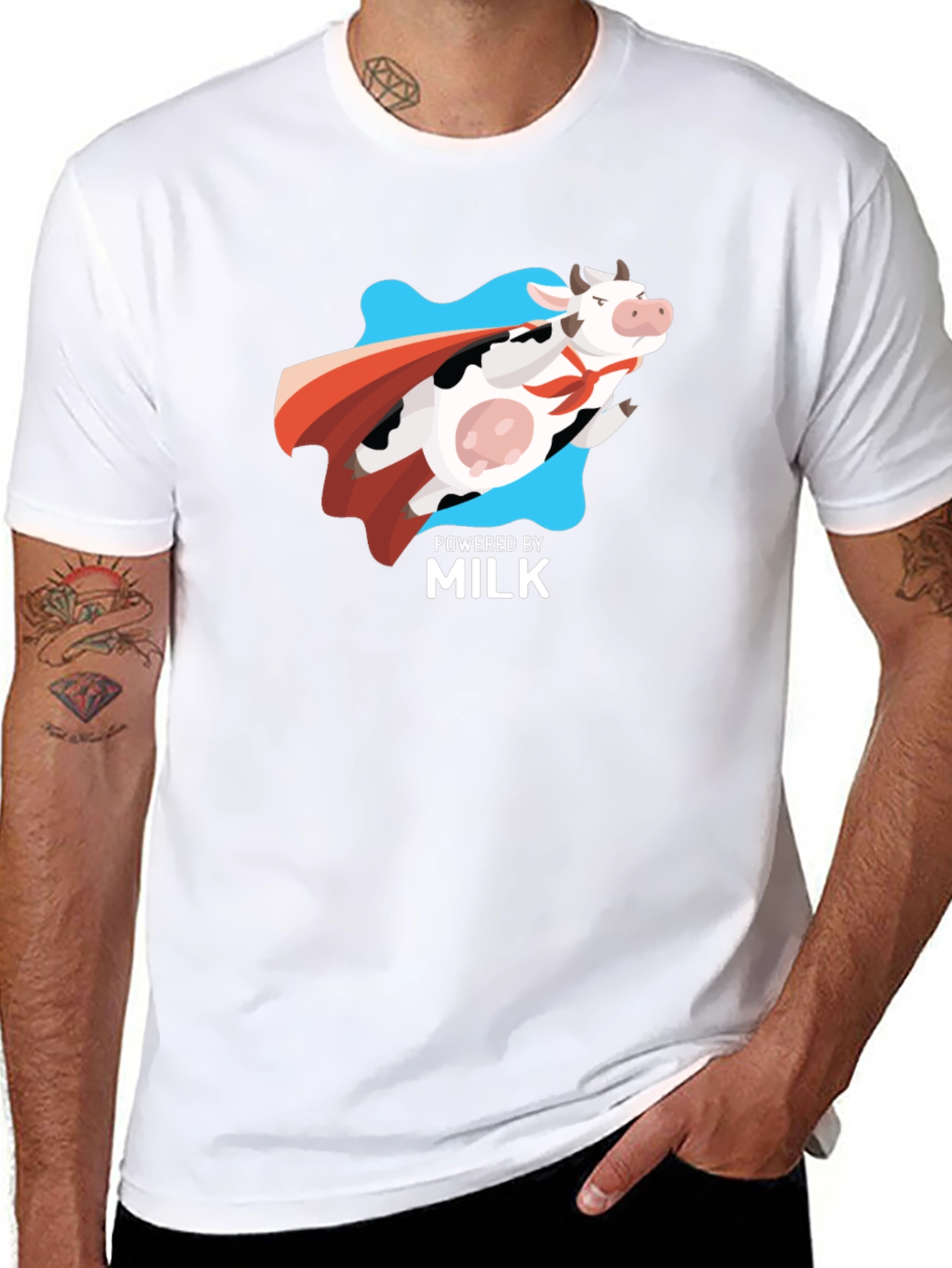 Powered By Milk T-Shirt - Super Cow Graphic Tee