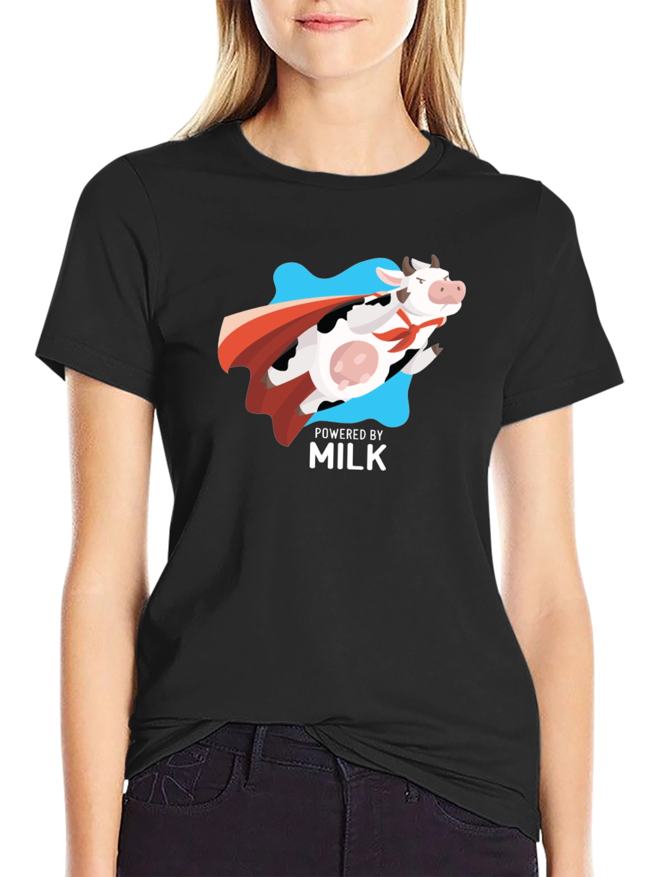 Powered By Milk T-Shirt - Super Cow Graphic Tee