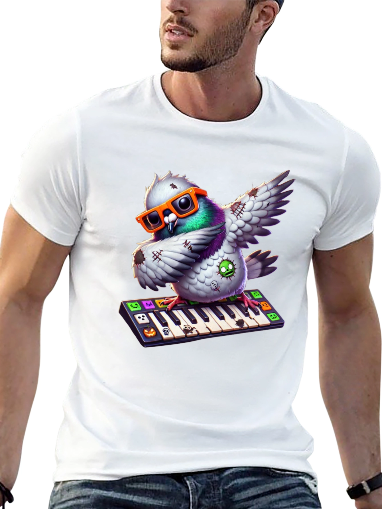 Pigeon Pianist Halloween T-Shirt