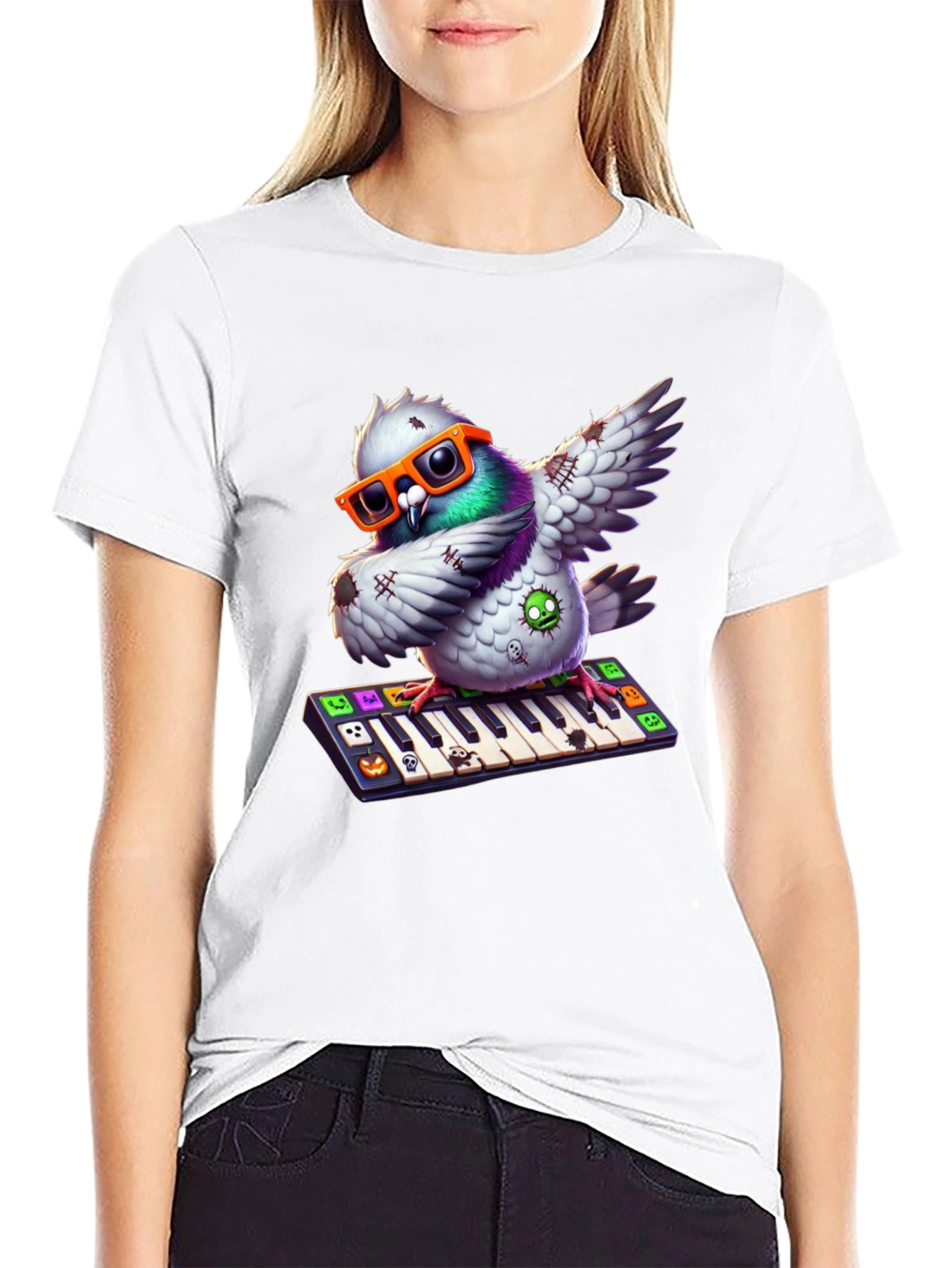 Pigeon Pianist Halloween T-Shirt